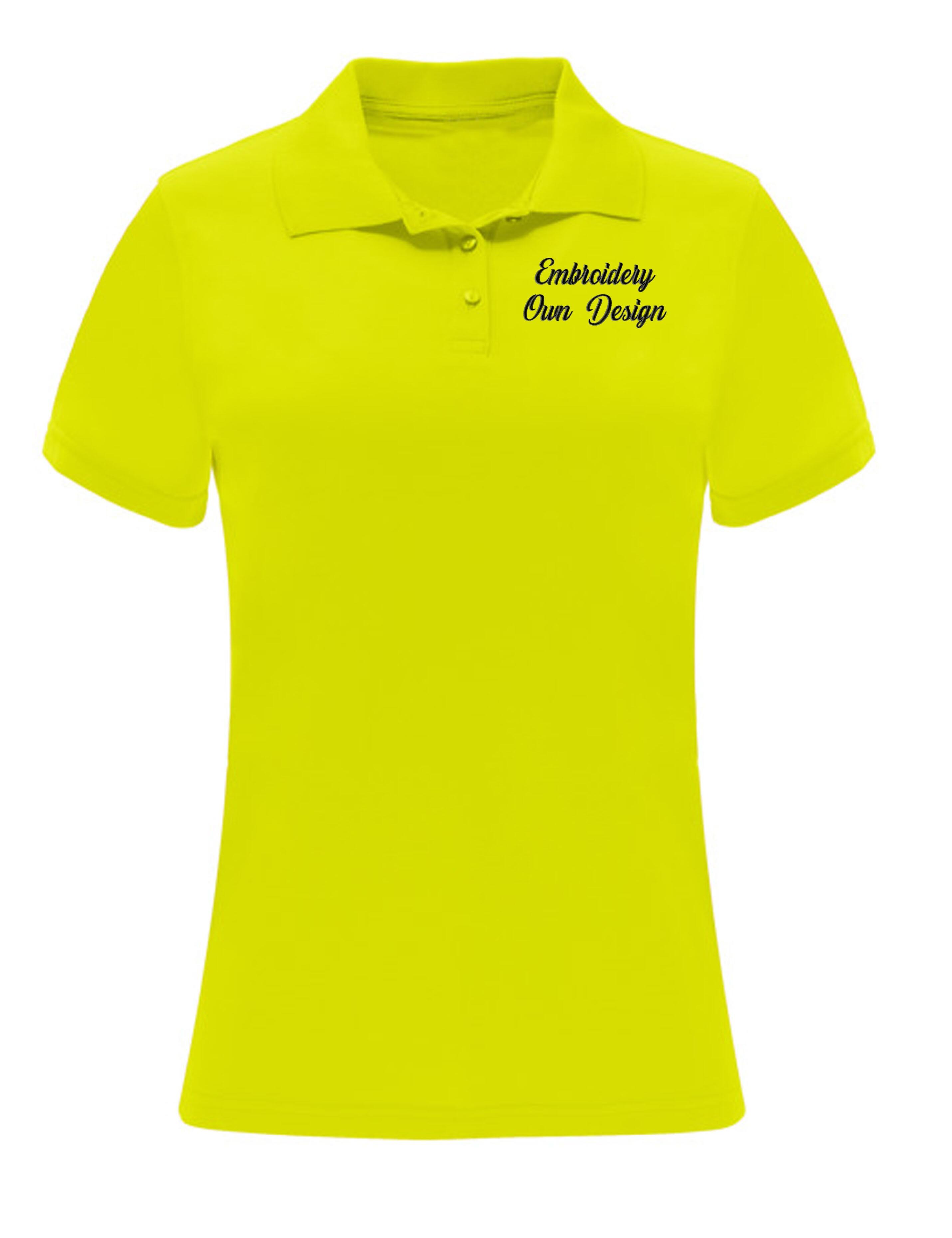 Personalised Dri-FIT Women's Short Sleeve Polo Shirt with embroidery Neon Yellow