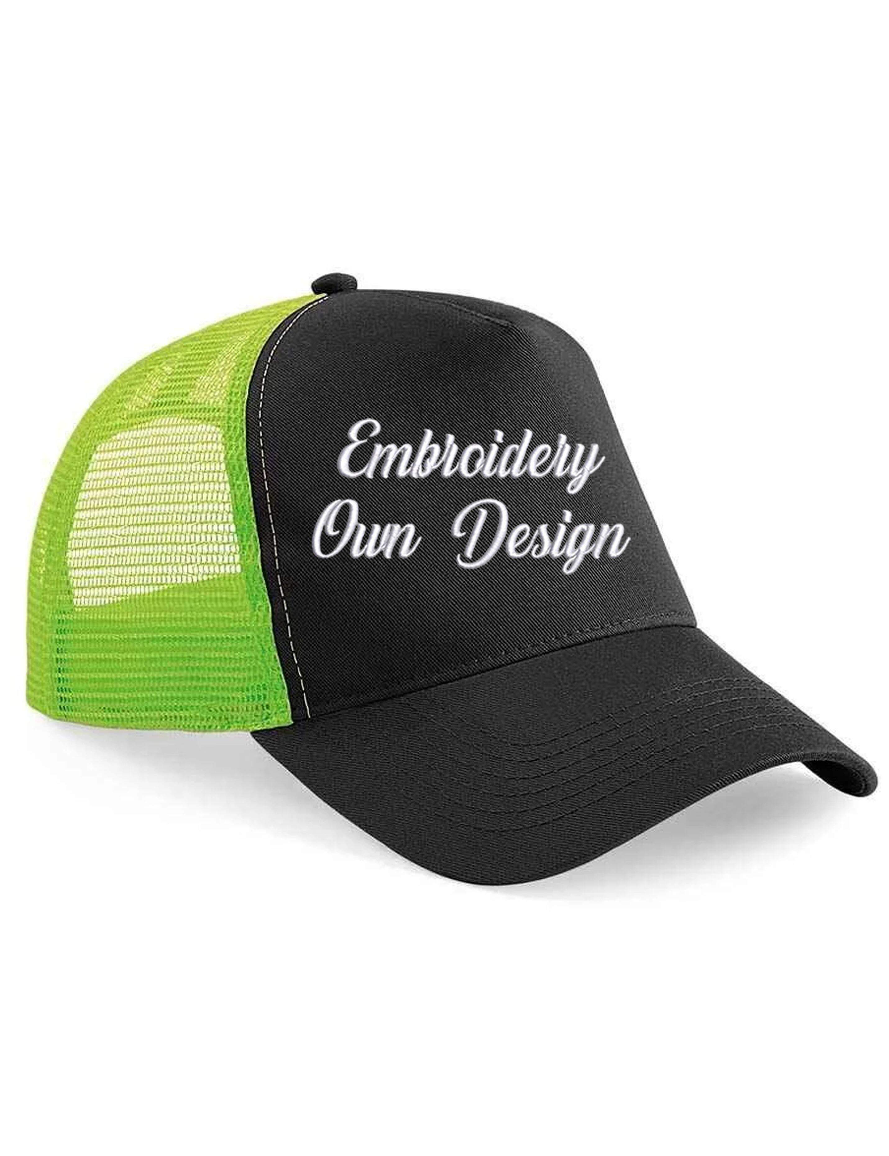 Personalised Embroidered Snapback Trucker Cap Black/Lime