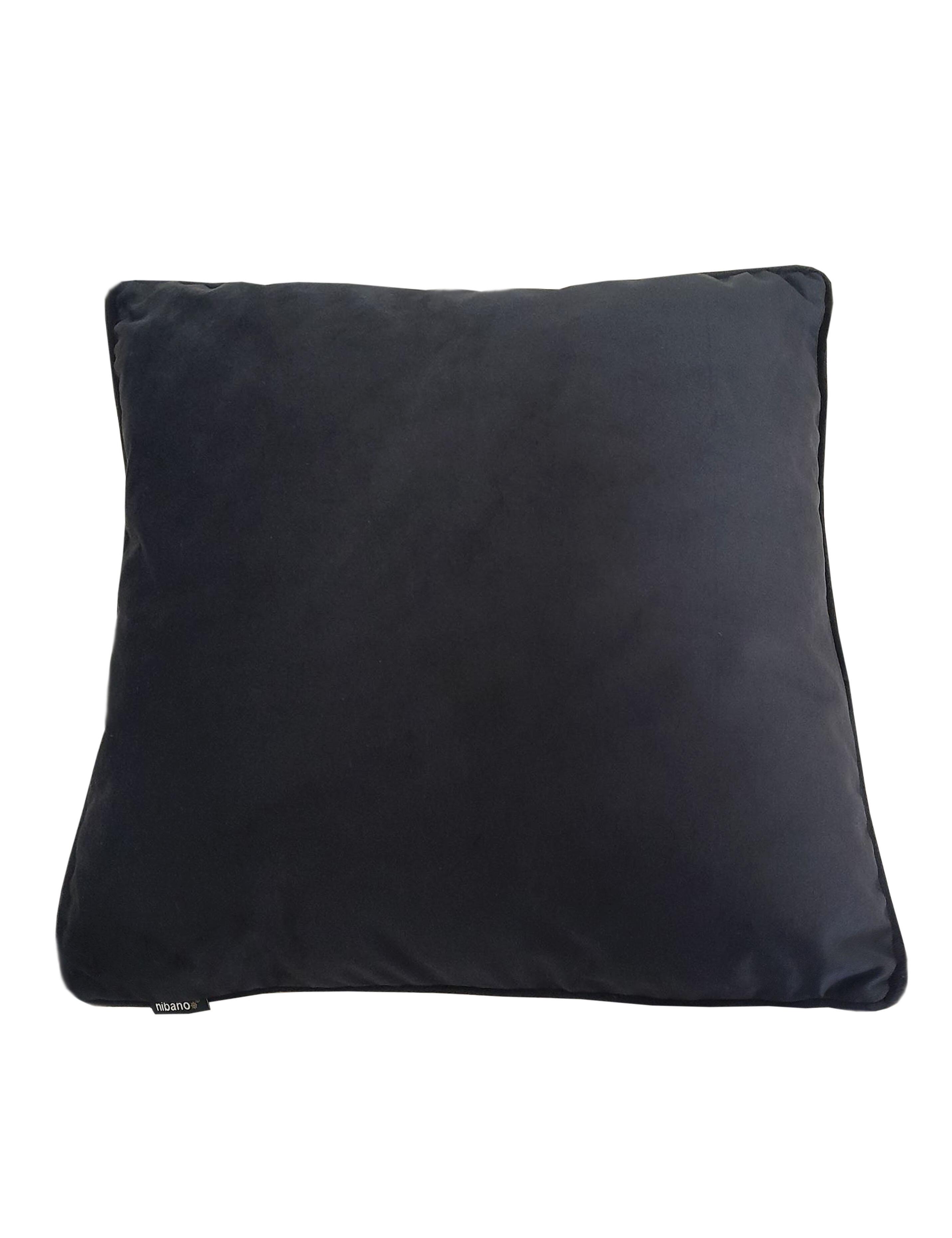 Luxury Velvet Cushion with Piping Black