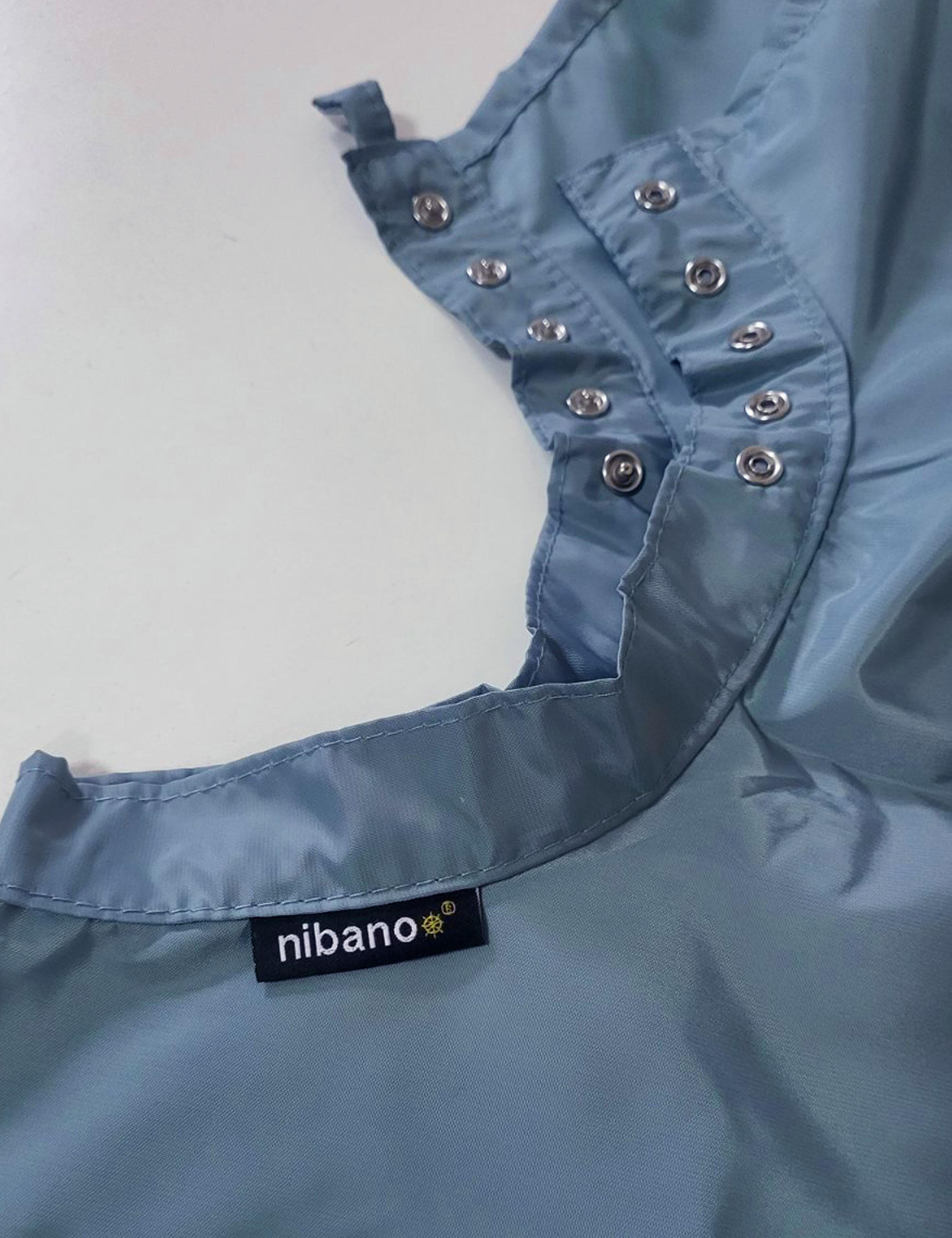 Hairdressing gown with poppers closing steel blue
