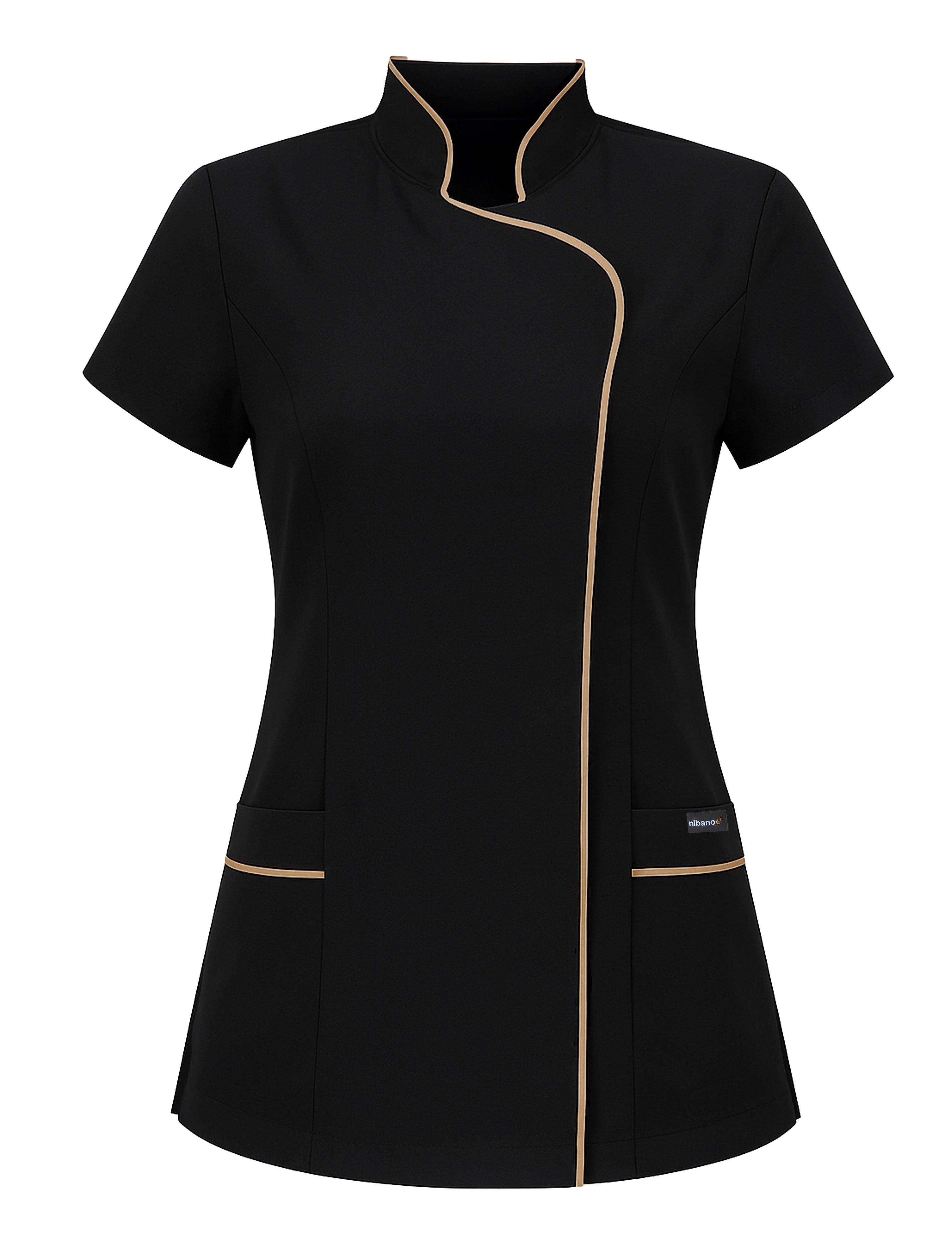 Women's black and beige beauty tunic for salon professionals