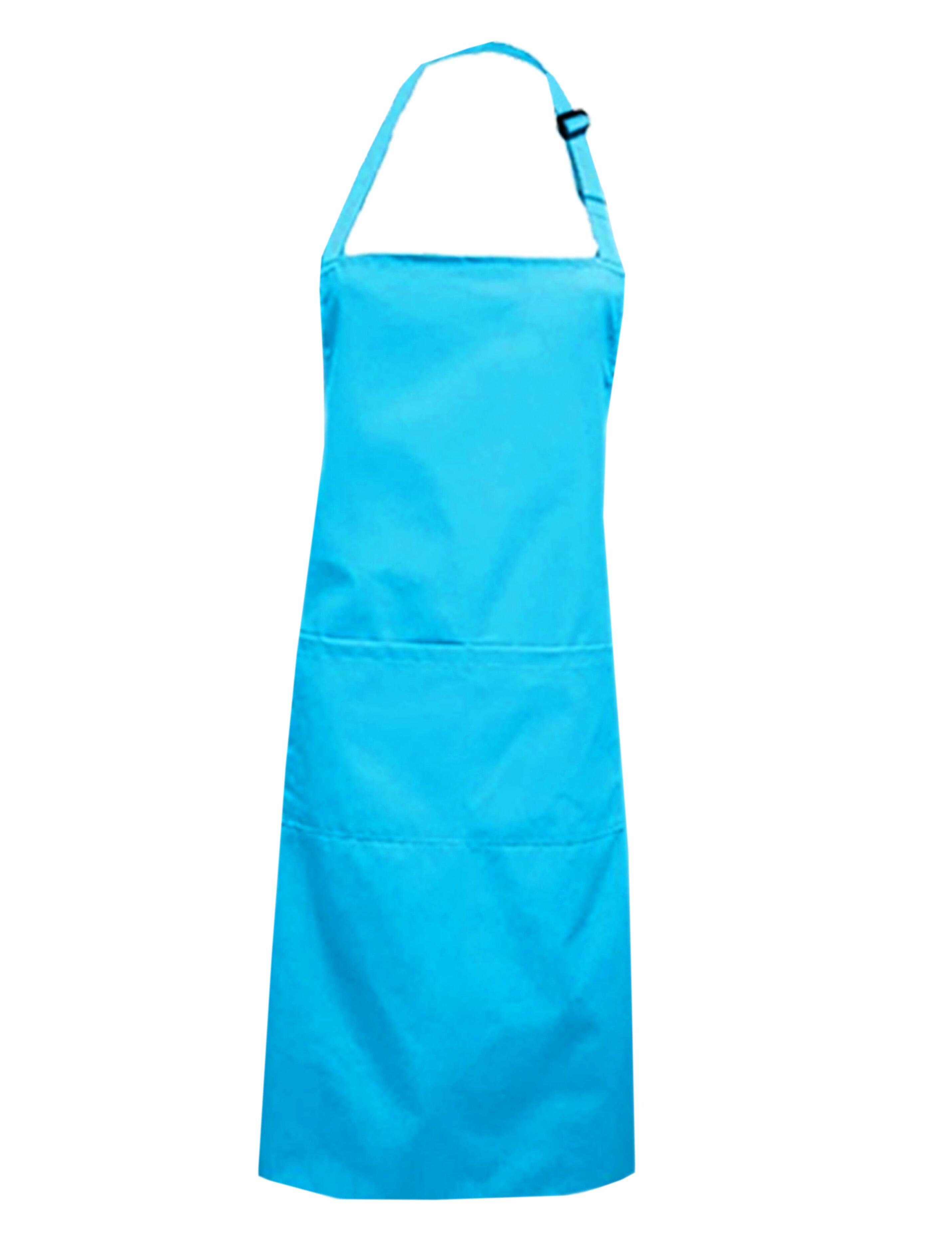Plain  Turquoise bib apron in plus size for chefs, baristas, and stylists