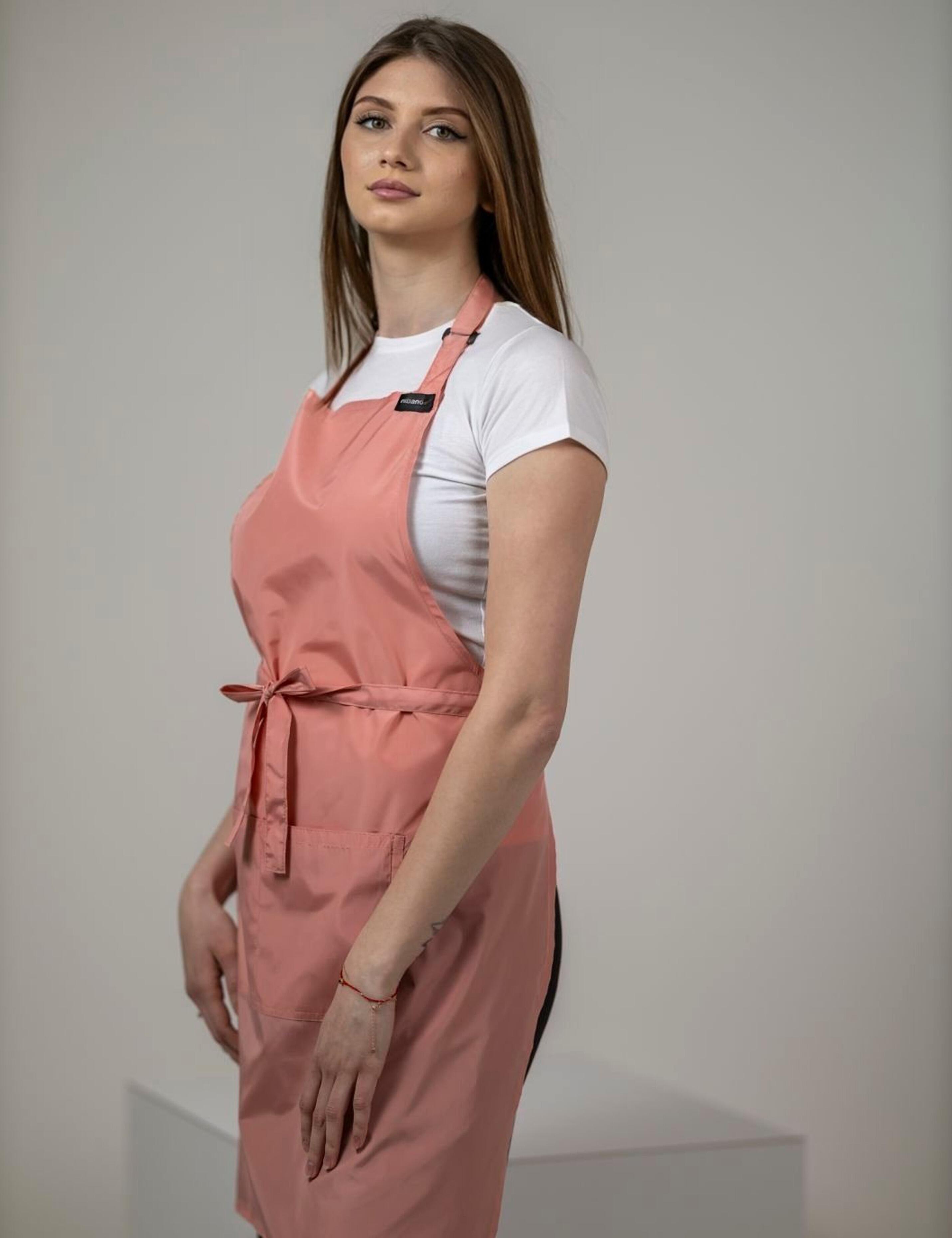 Peach embroidered waterproof apron with custom logo