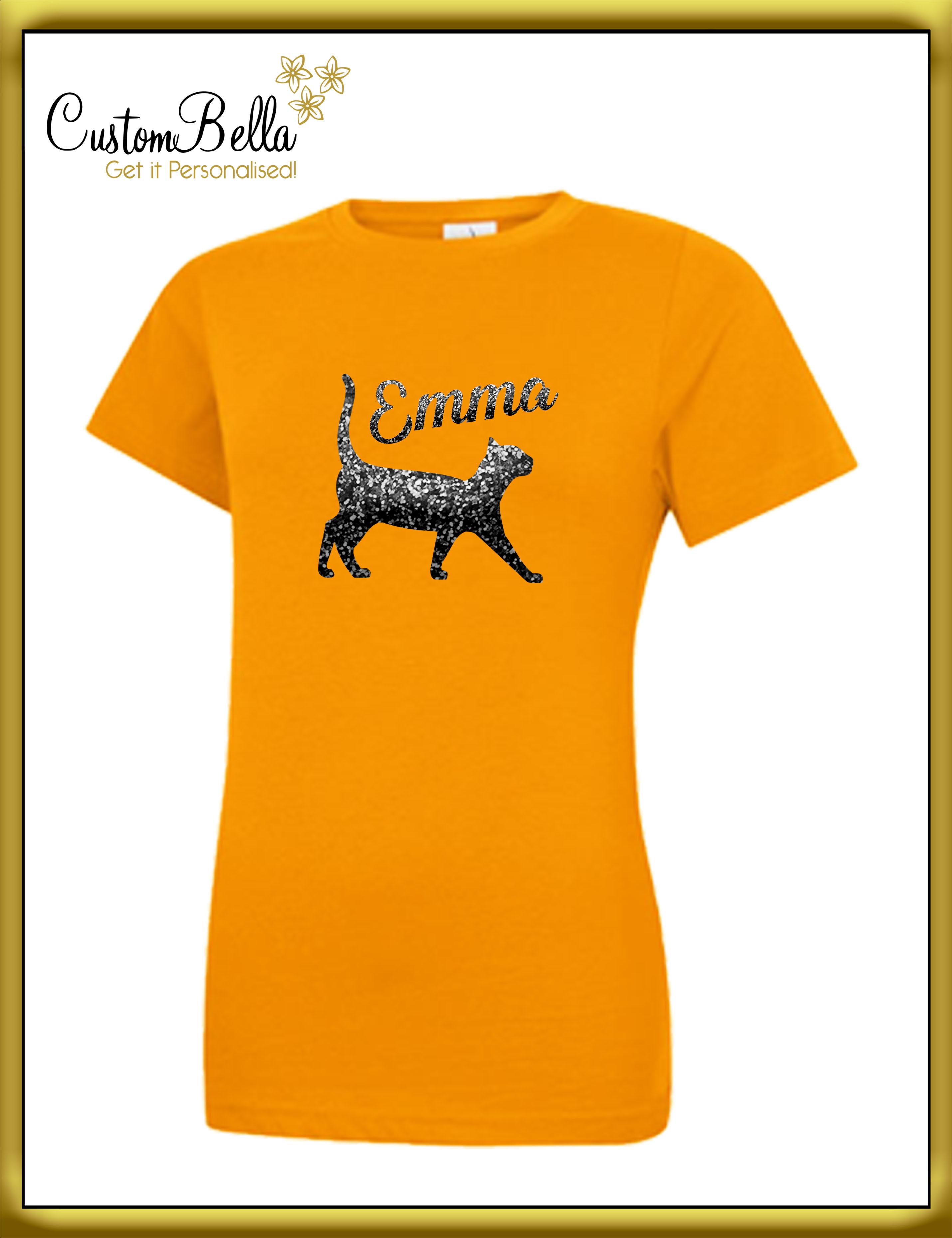 Glittter Printed women's T-shirt short sleeve orange