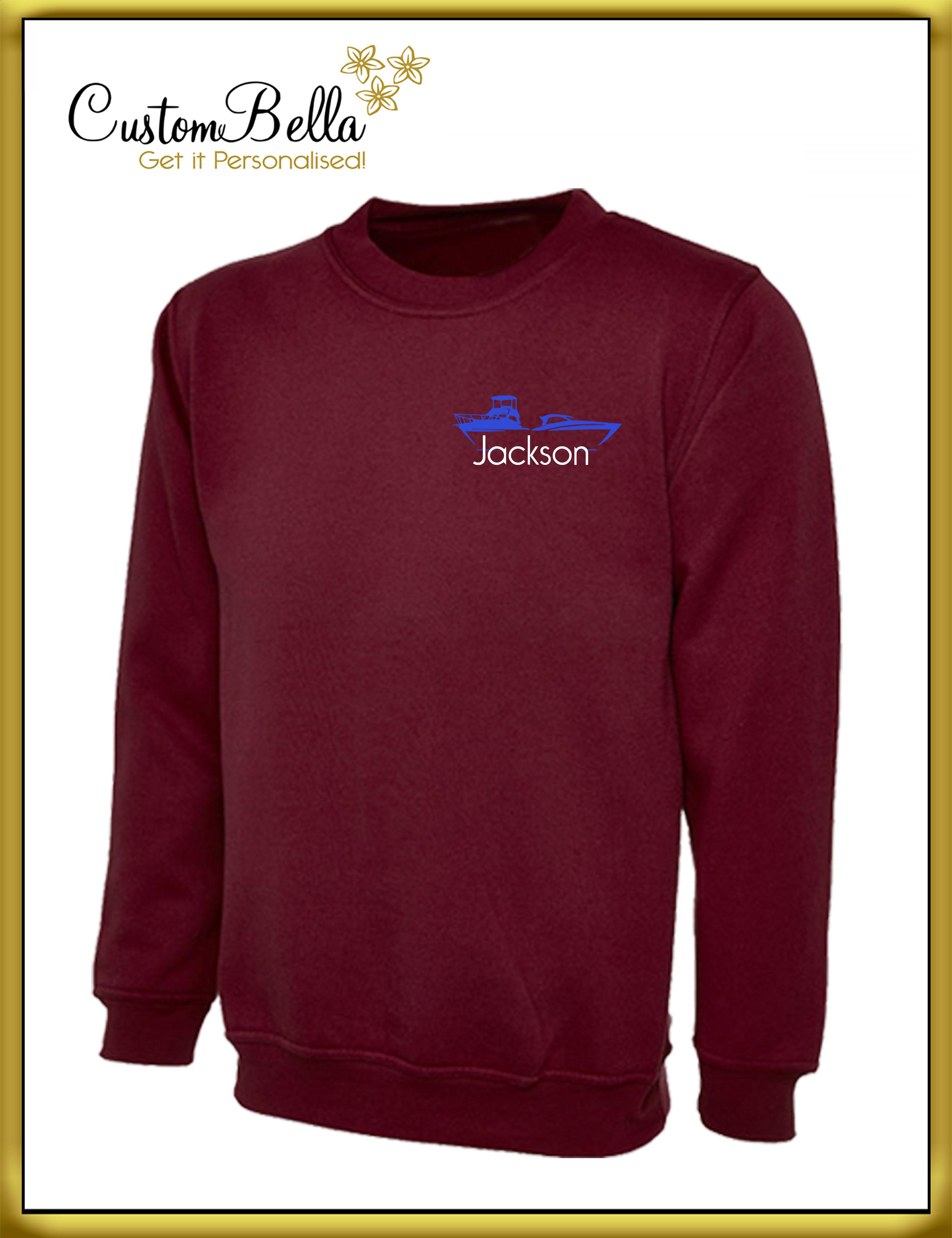 Personalised jumper printed UK maroon