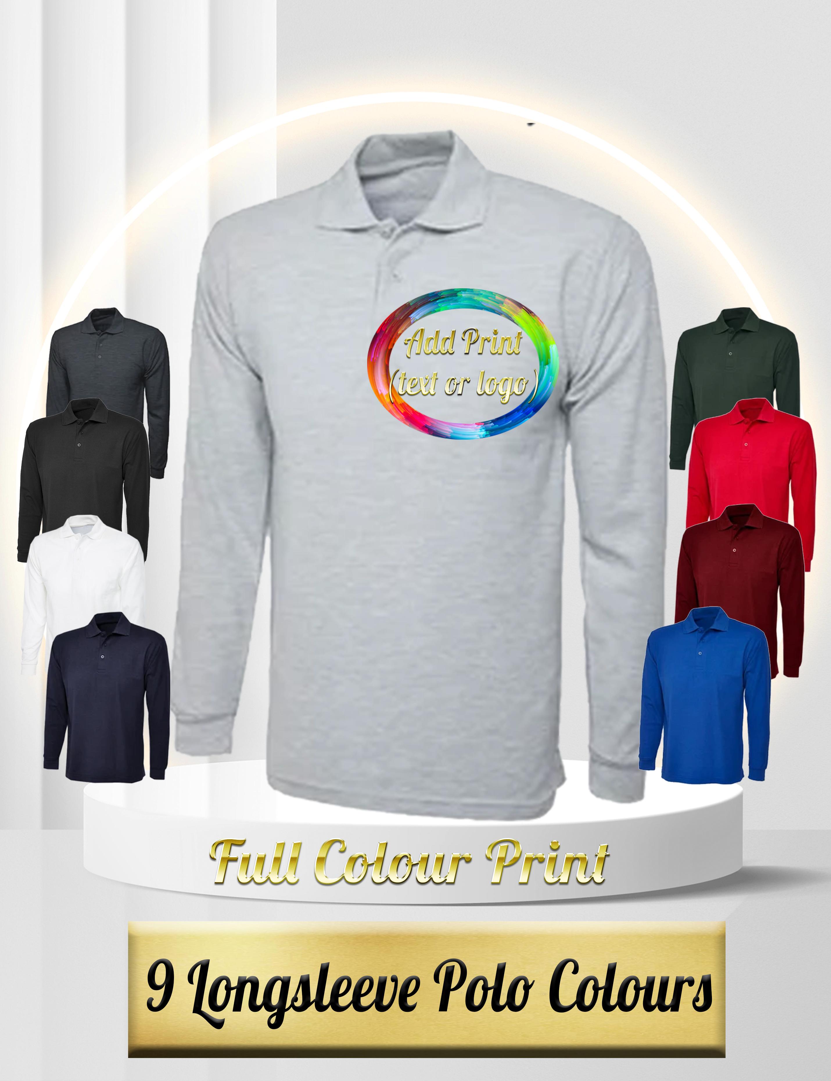 Full Colour Printed Long Sleeve Polo Shirt