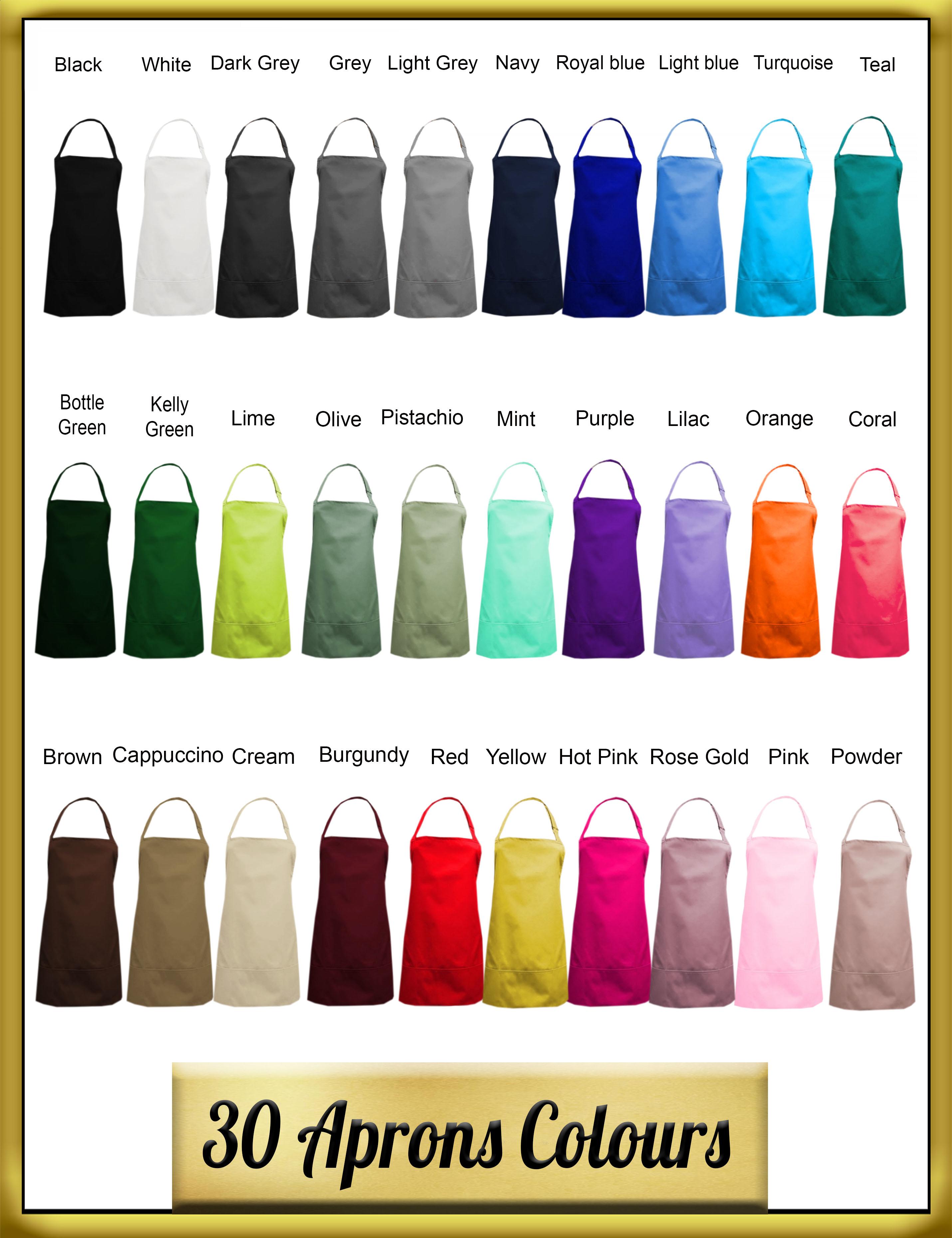 Personalised Embroidered Short Bib apron colours