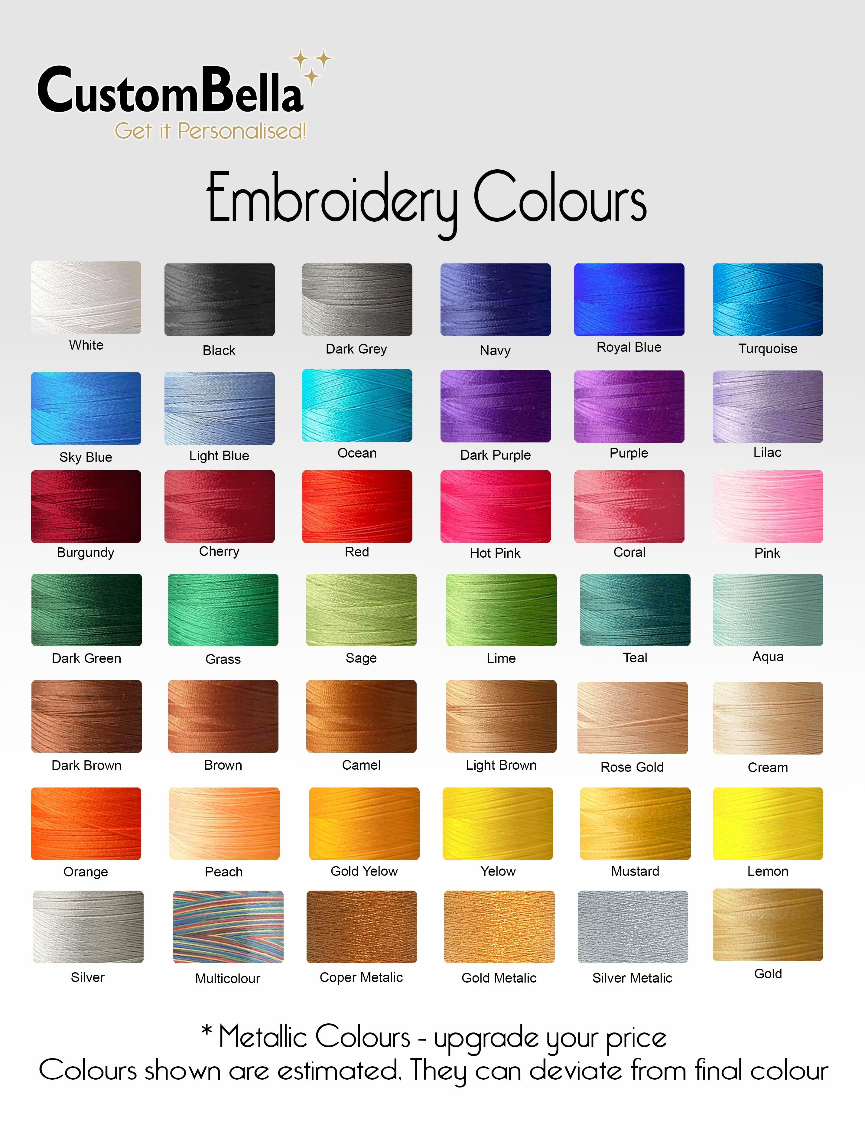 Custombella embroidery colours to select