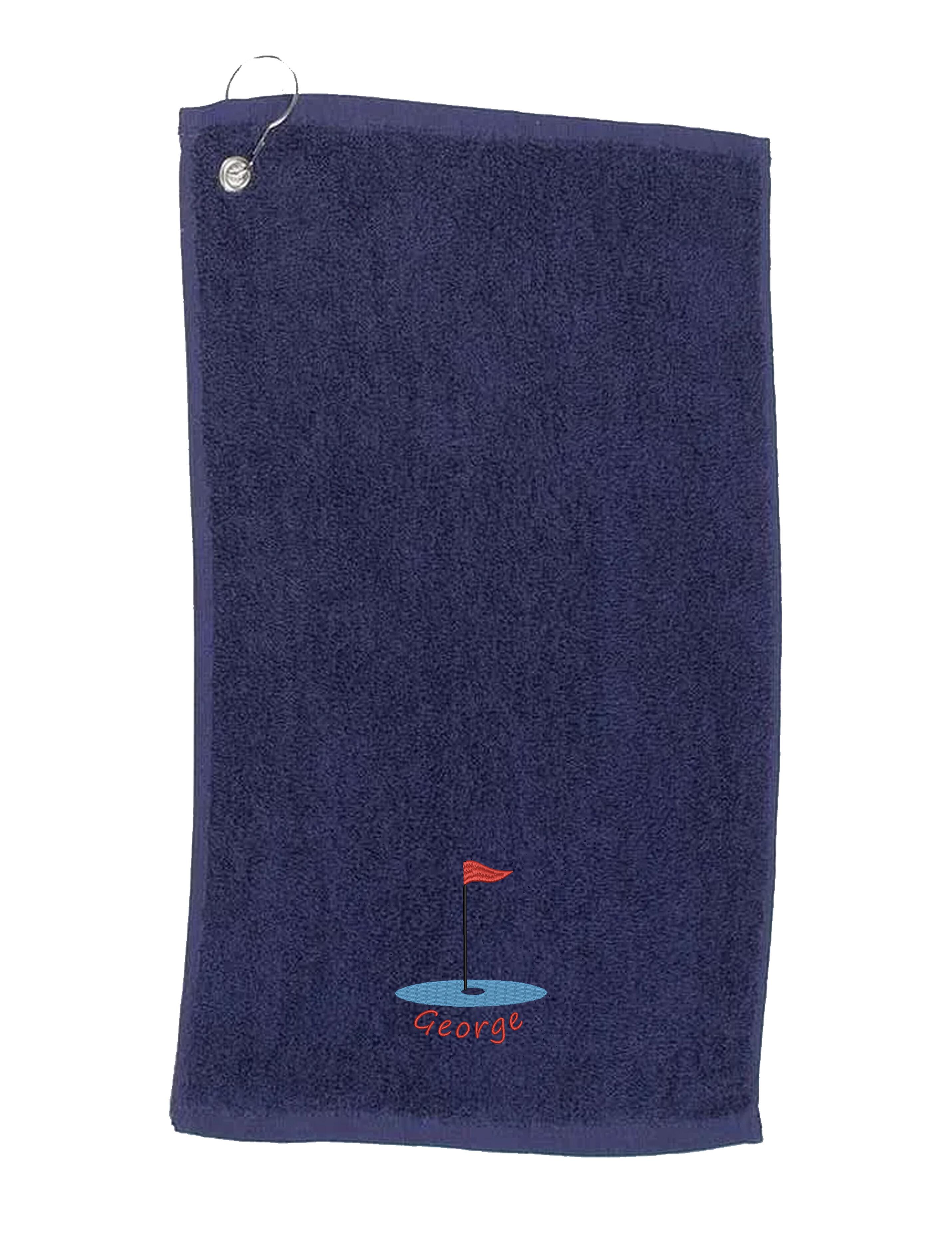 Golf Flag Design Cotton Golf Towel Navy