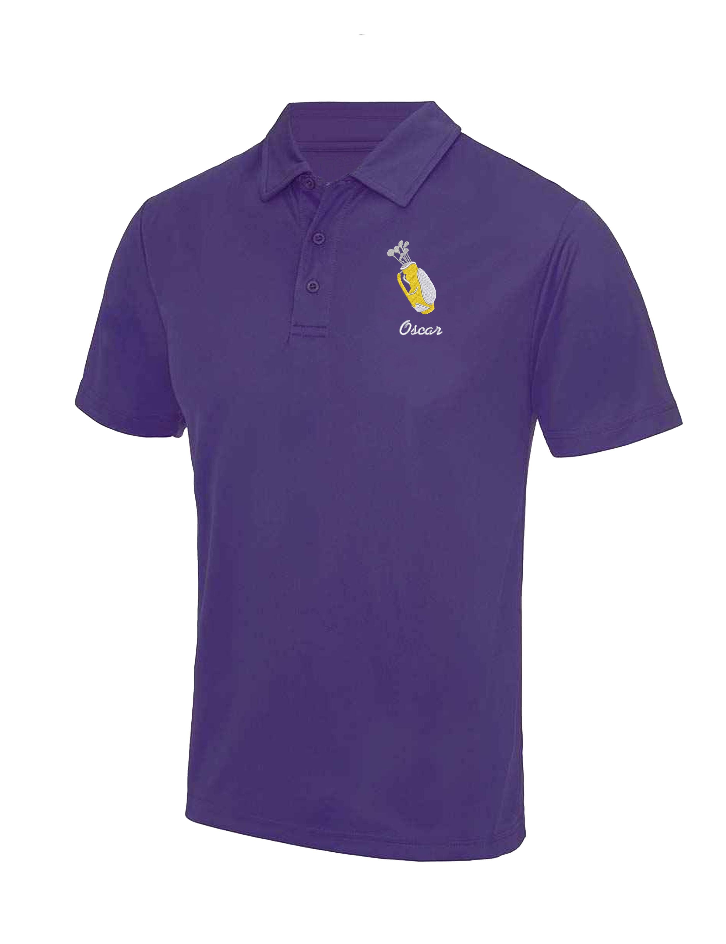 Golf Bag Design Dri-Fit Golf Polo Shirt Purple