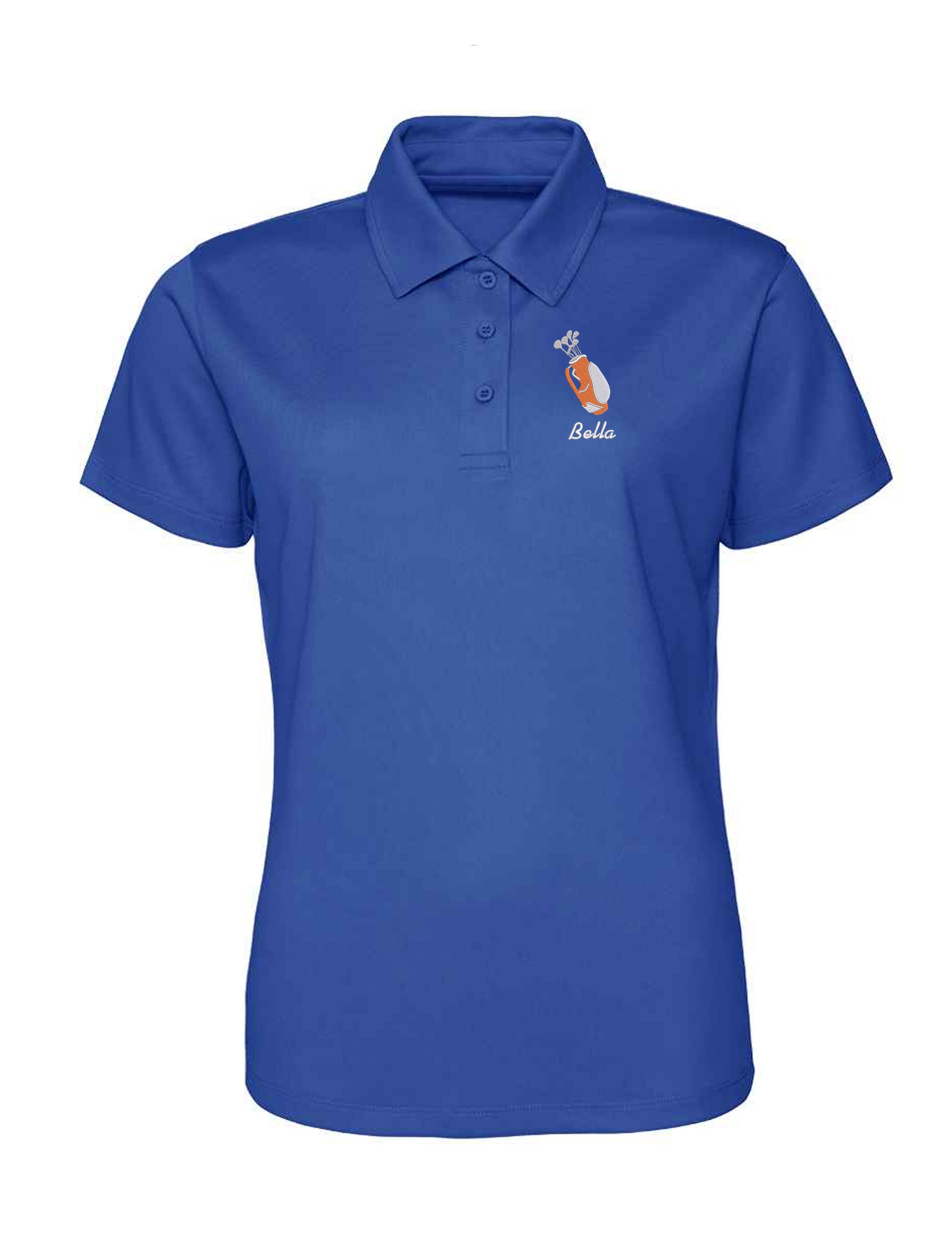 Golf Bag Design Women's Dri-Fit Golf Polo Shirt Royal Blue