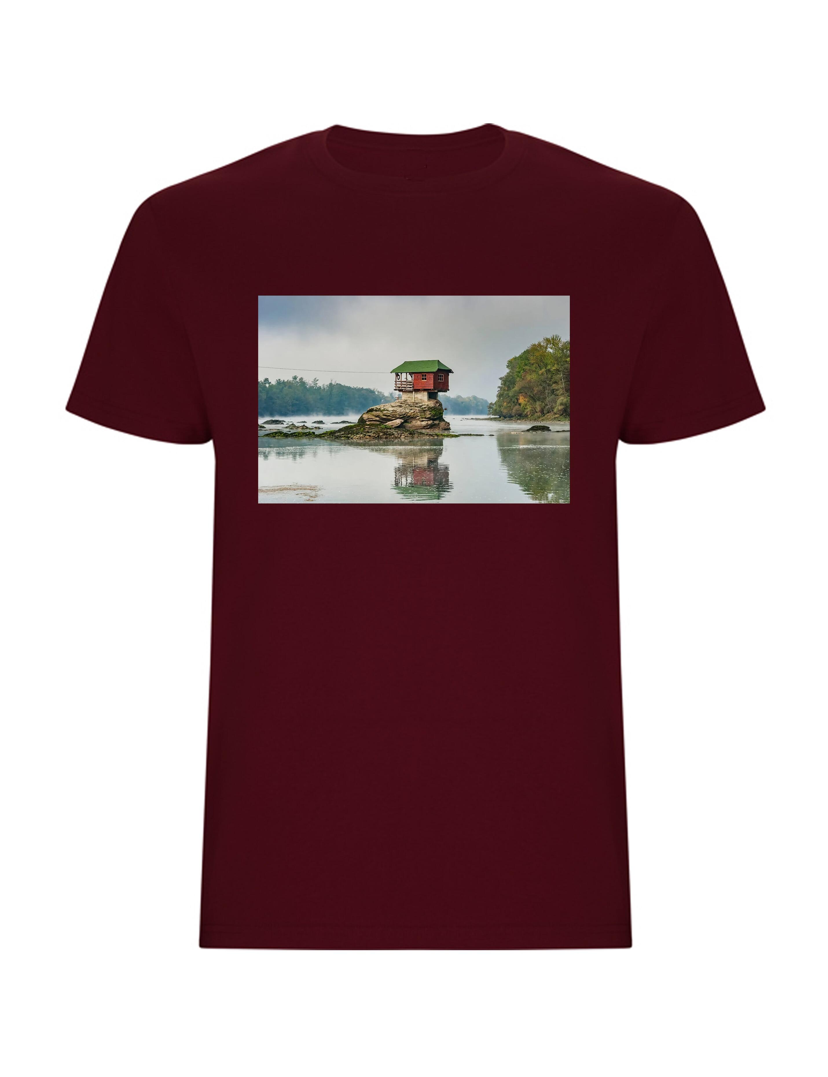 Personalised Photo Printed Short Sleeve T-Shirt Burgundy
