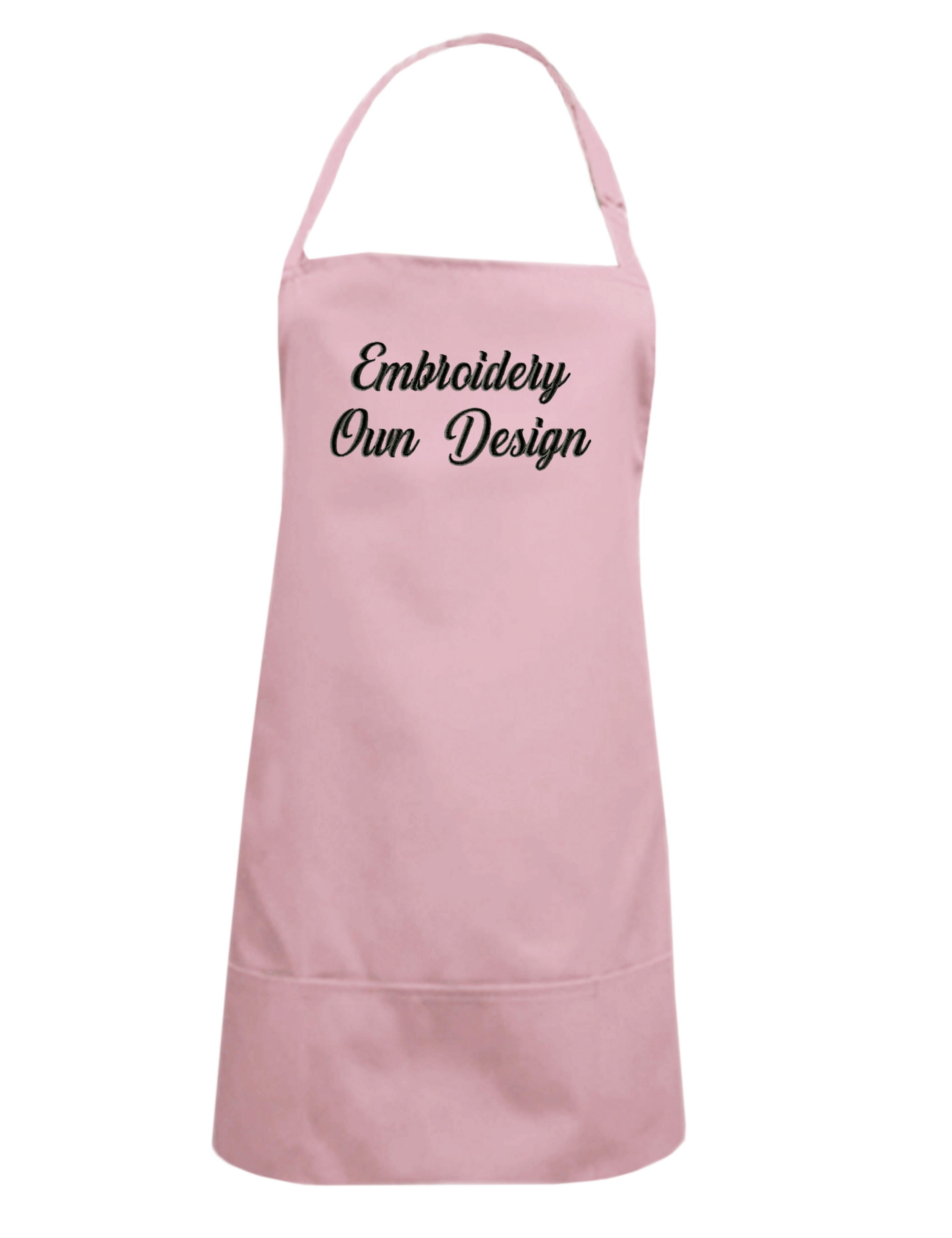 Personalised Short Bib Apron Powder with embroidery