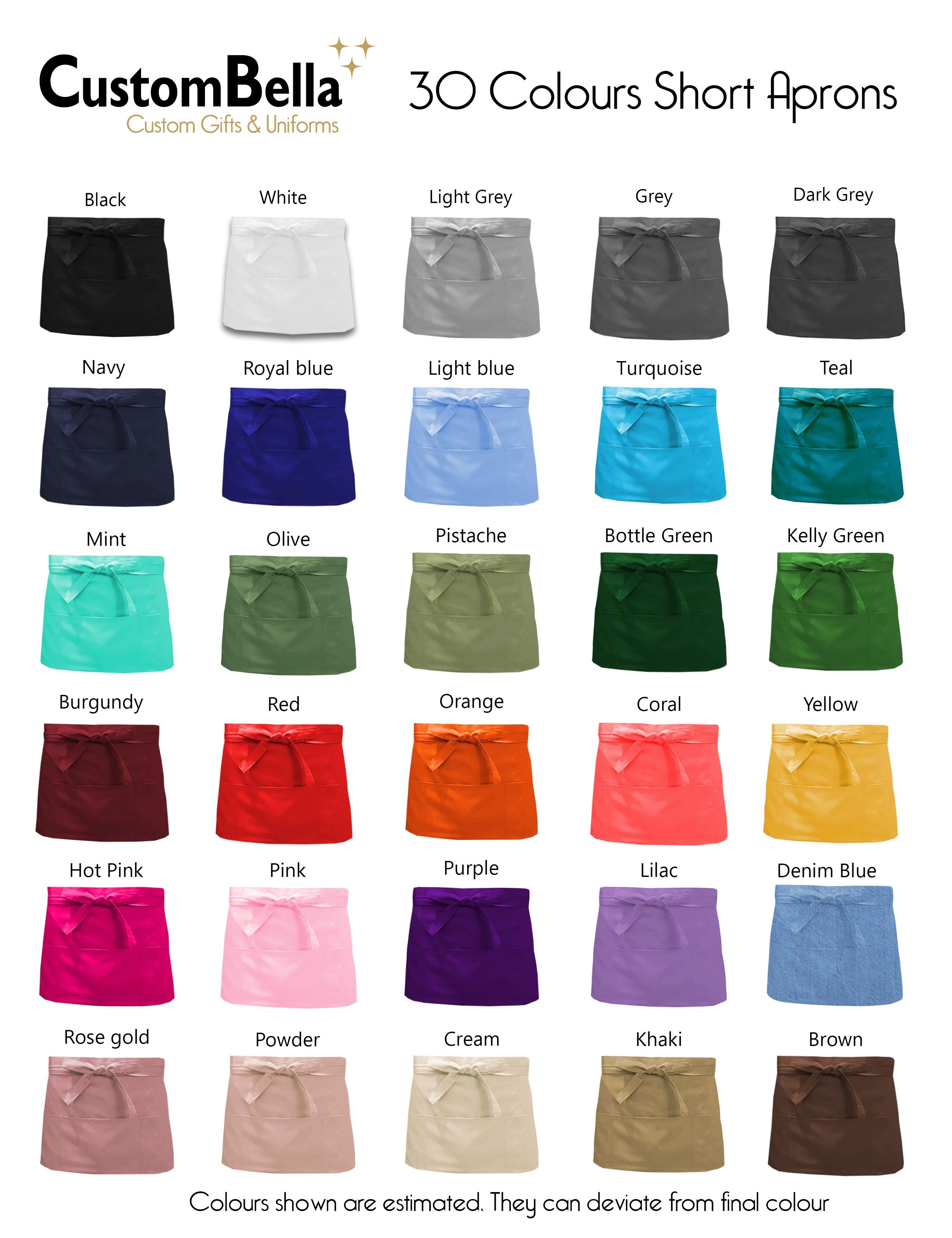 Custom Embroidered Short Waist Apron with pockets Teal