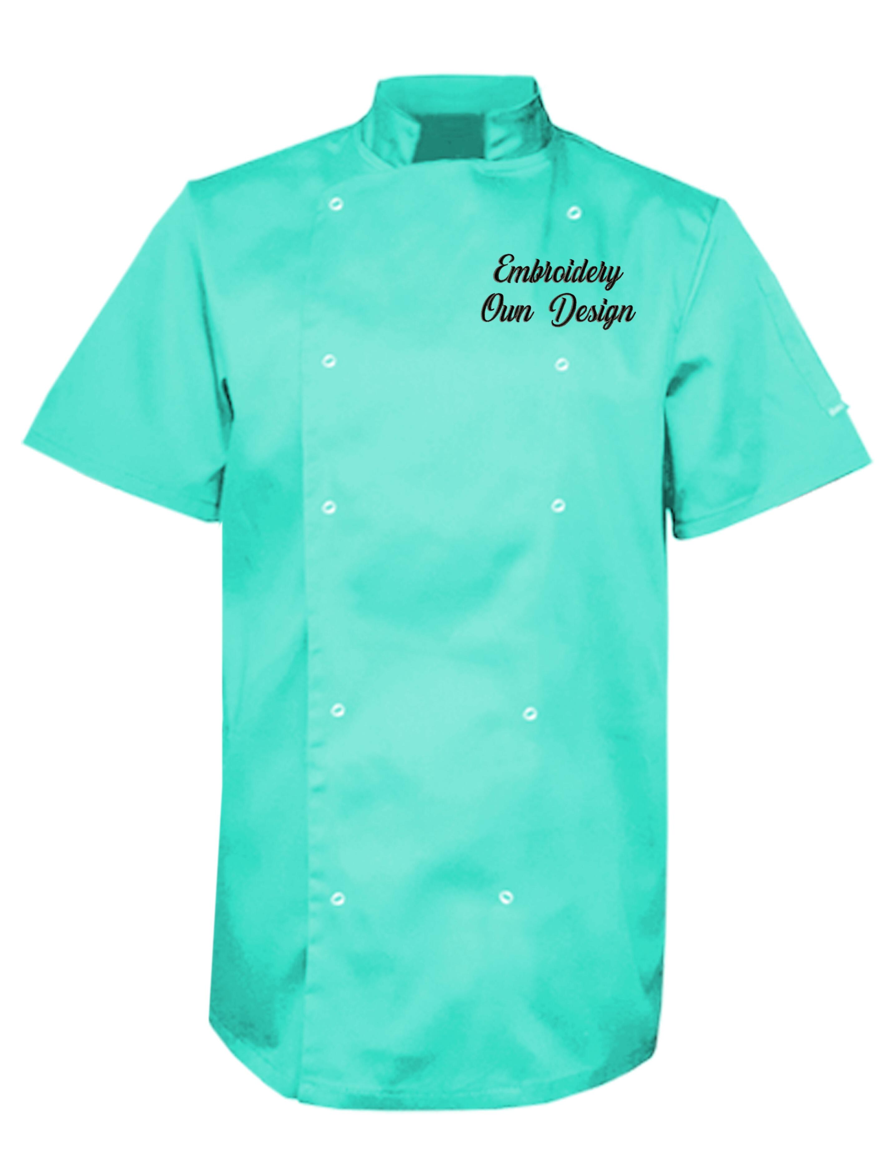 Personalised Embroidered Plus Size  Short Sleeve Chef's Jacket Mint