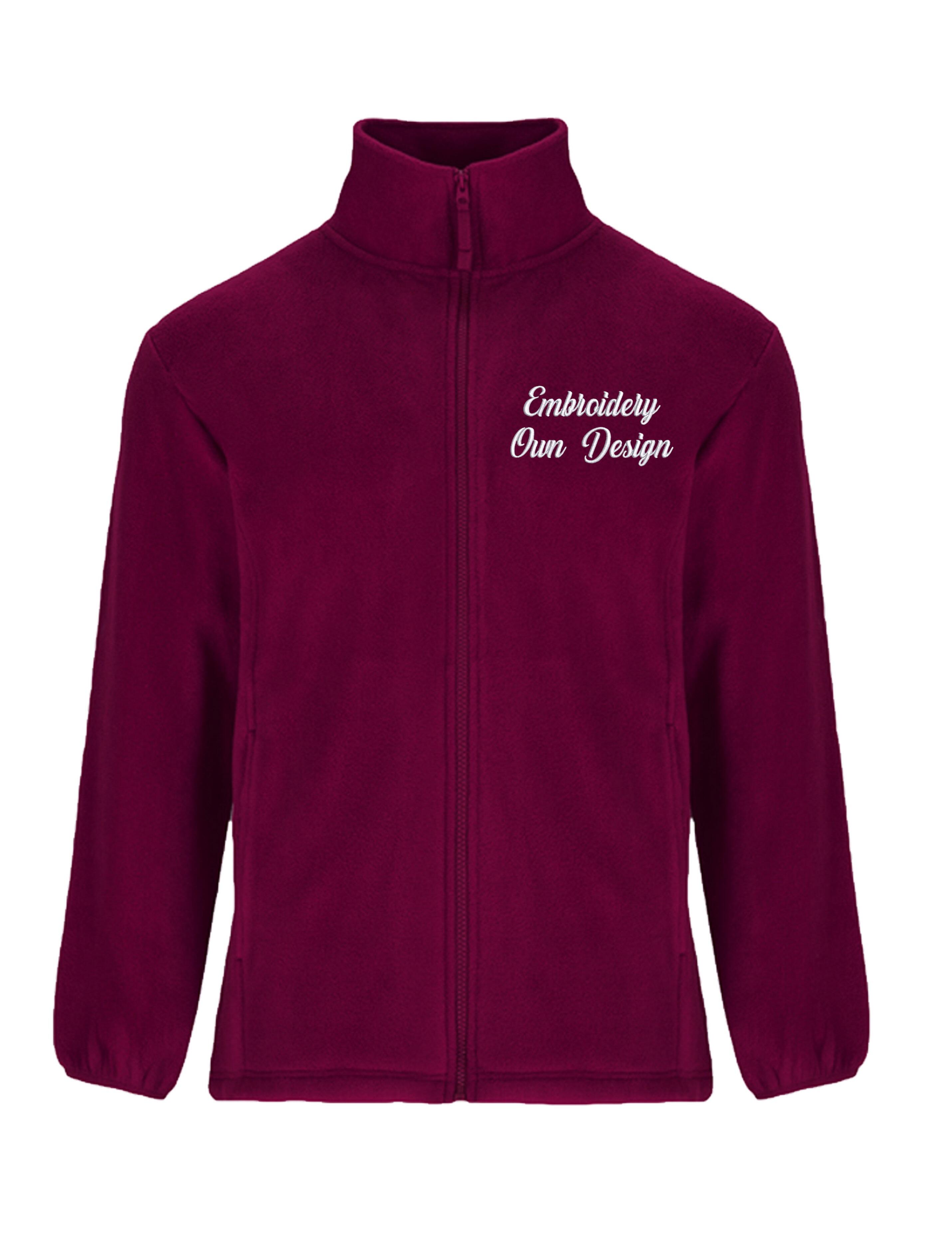 Personalised Fleece jacket burgundy with embroidery