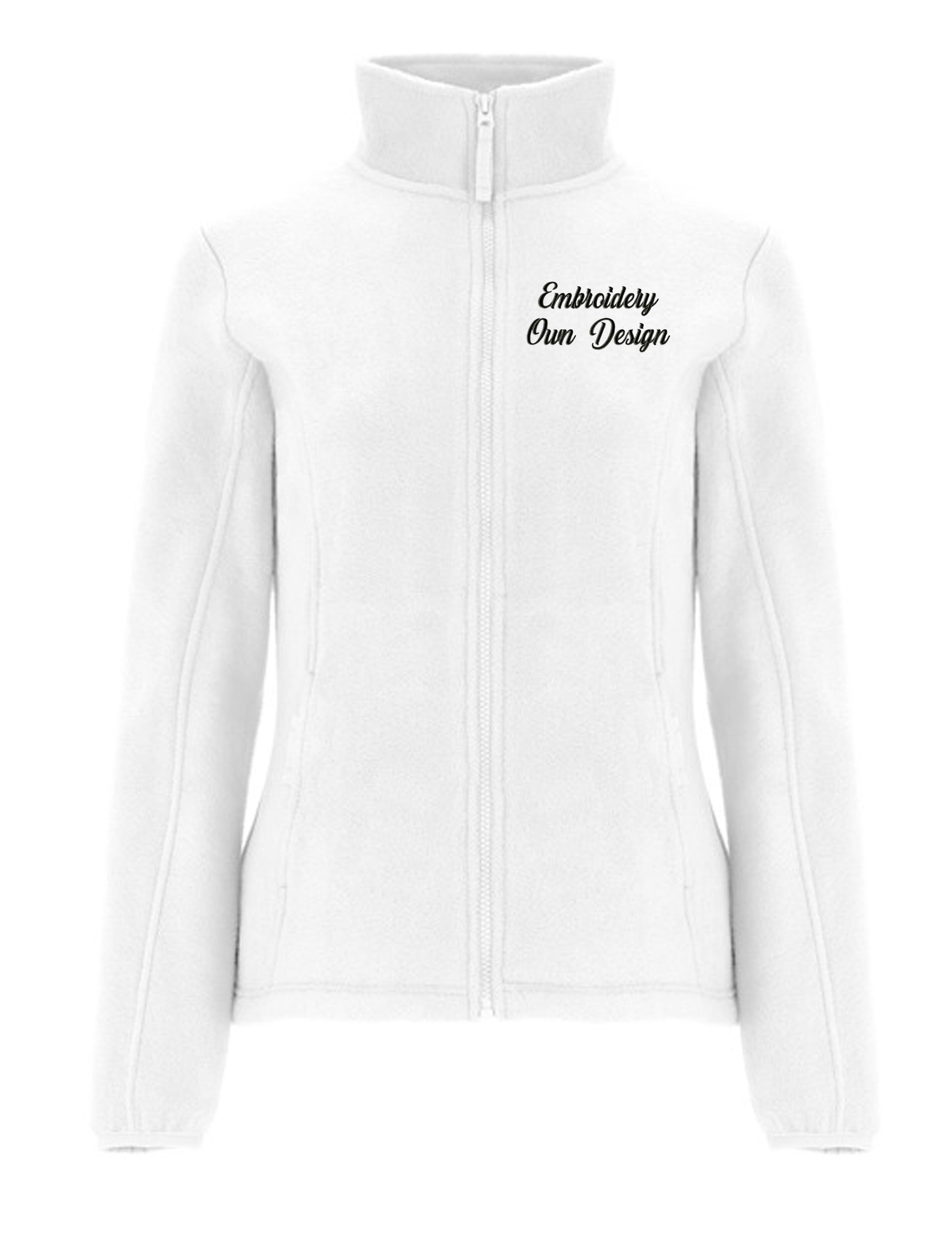 Personalised Women's Fleece Jacket with embroidery white