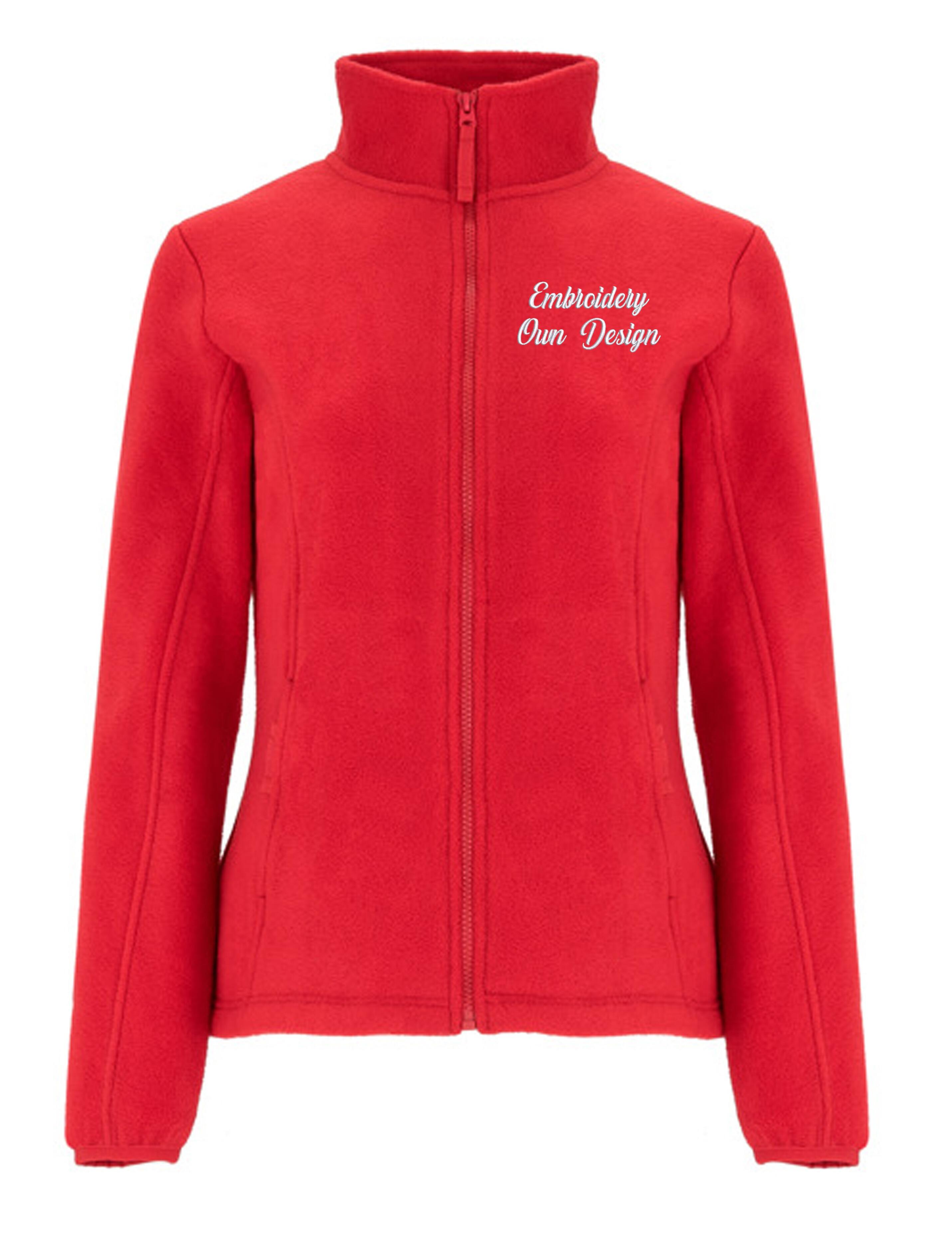 Personalised Women's Fleece Jacket with embroidery red