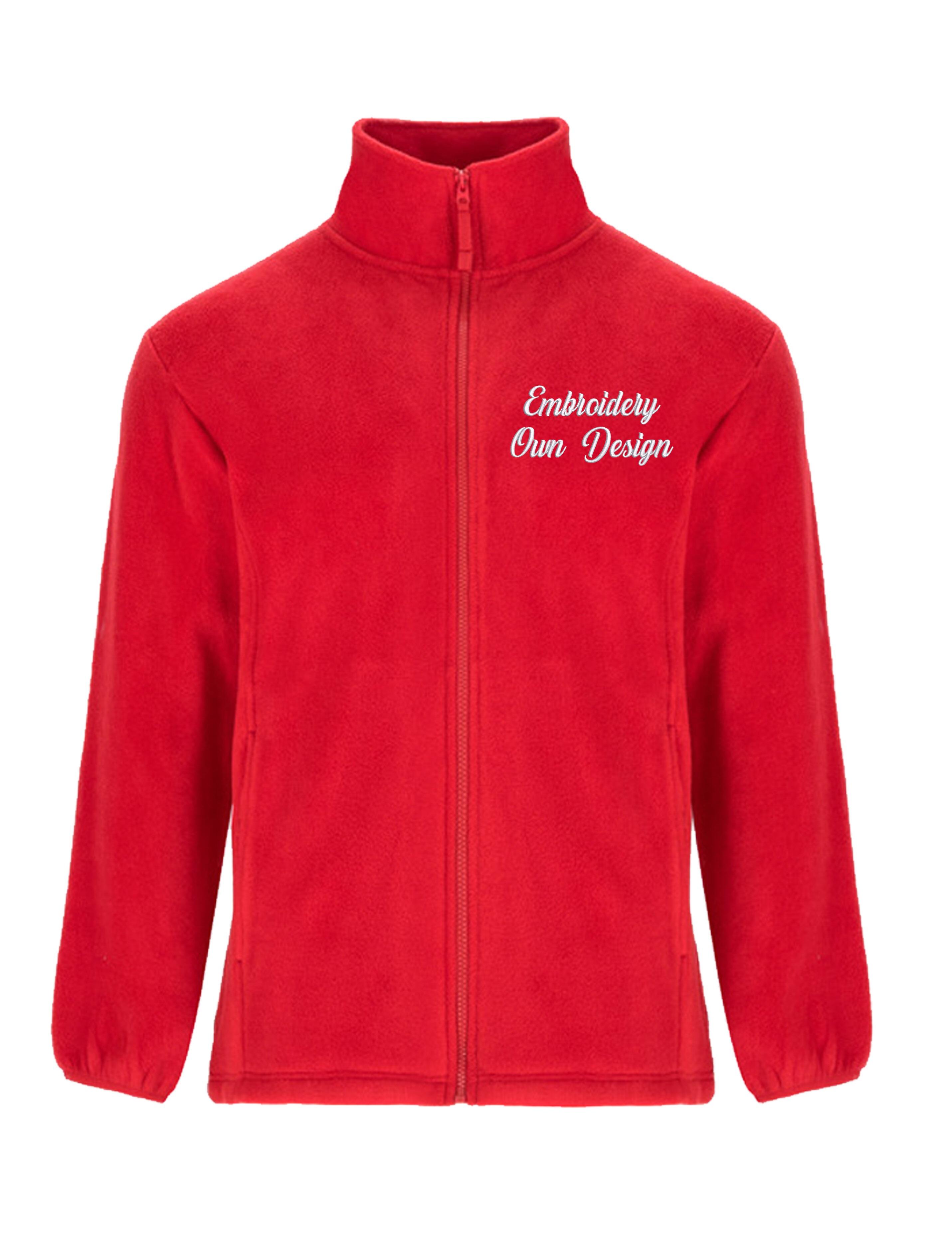 Personalised Kids Fleece Jacket with embroidery Red