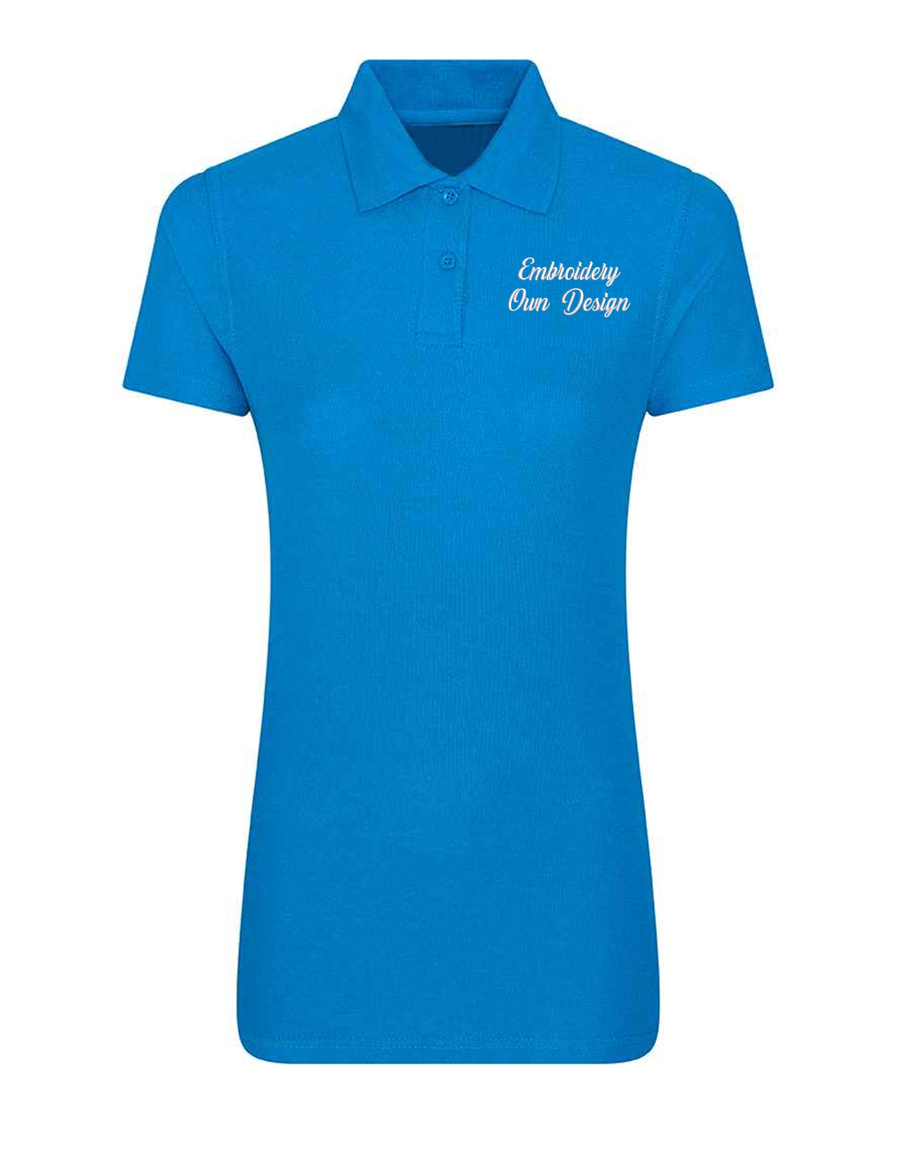 Personalised Women's Short Sleeve Polo Shirt with embroidery sapphire blue
