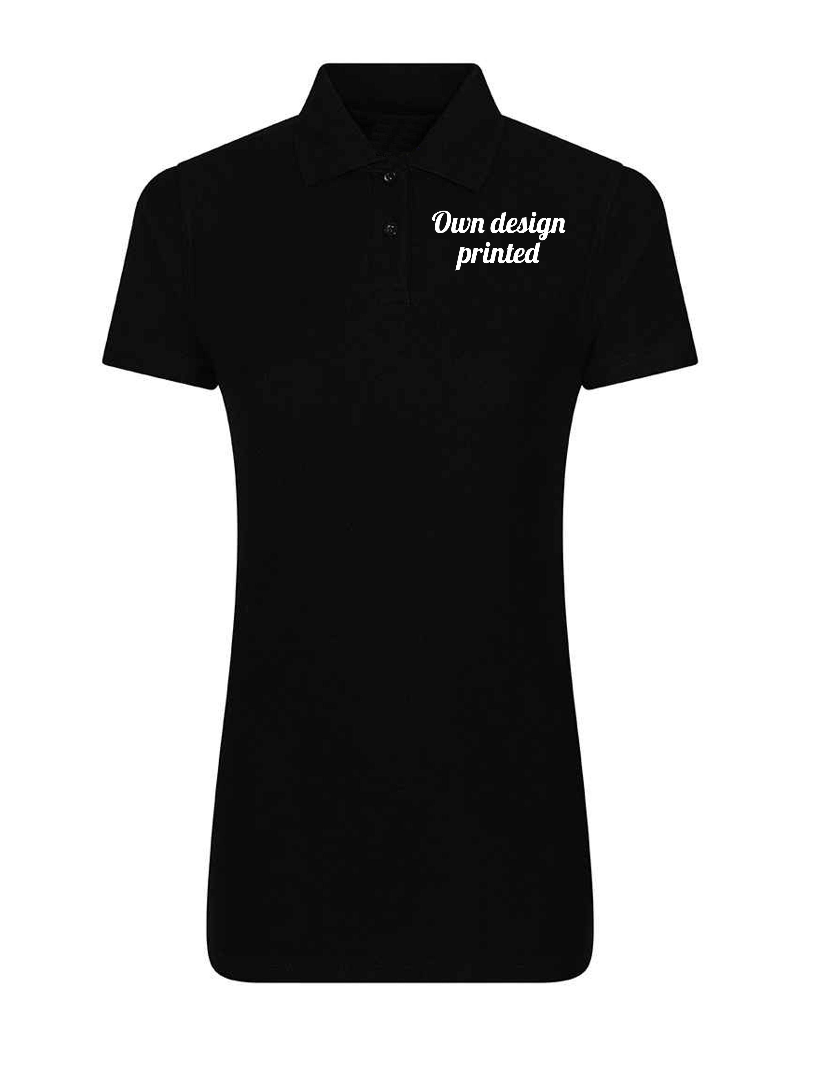 Personalised Women's Short Sleeve Polo Shirt Black with print