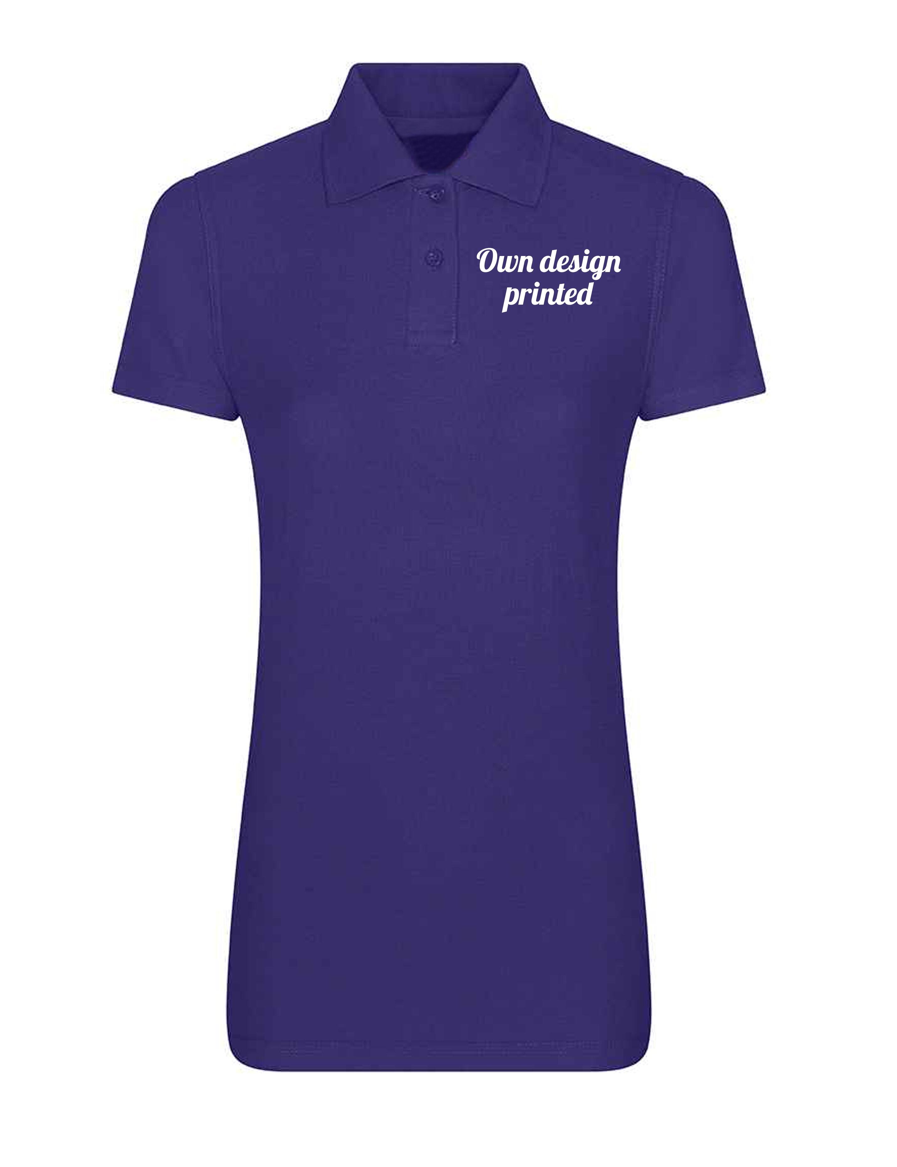 Personalised Women's Short Sleeve Polo Shirt with print purple
