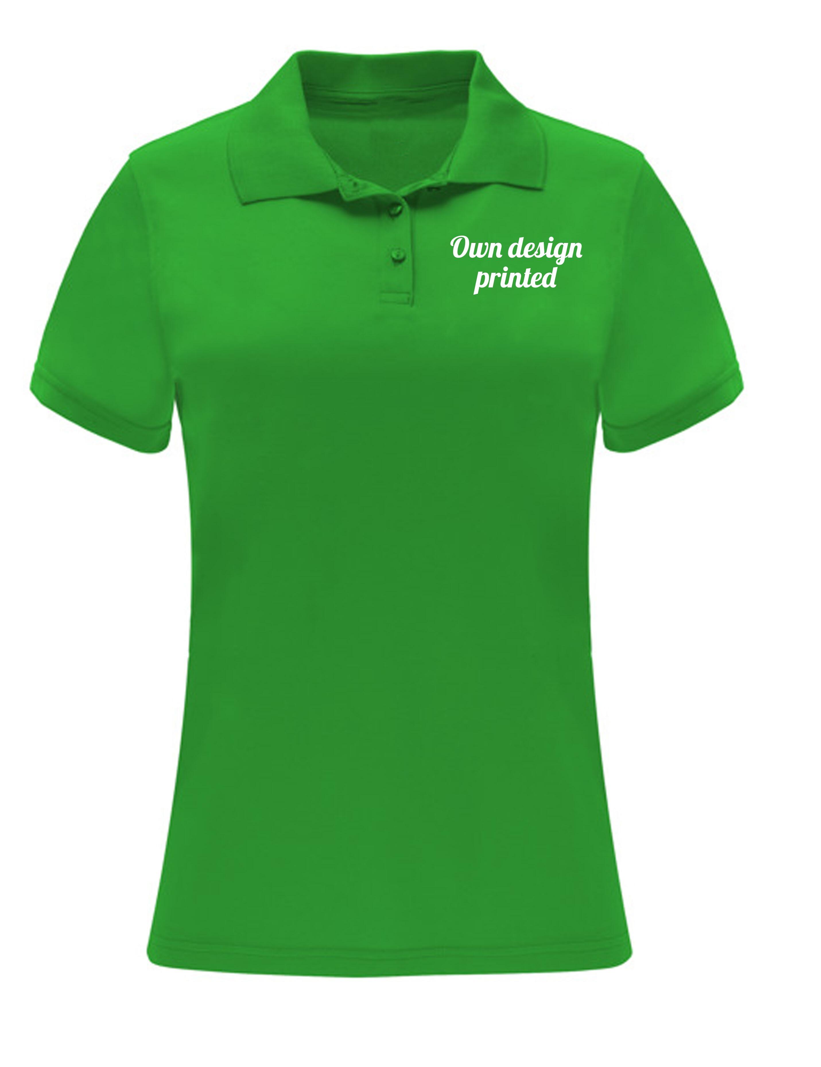 PERSONALISED DRI-FIT WOMENS POLO SHIRT WITH PRINT KELLY GREEN