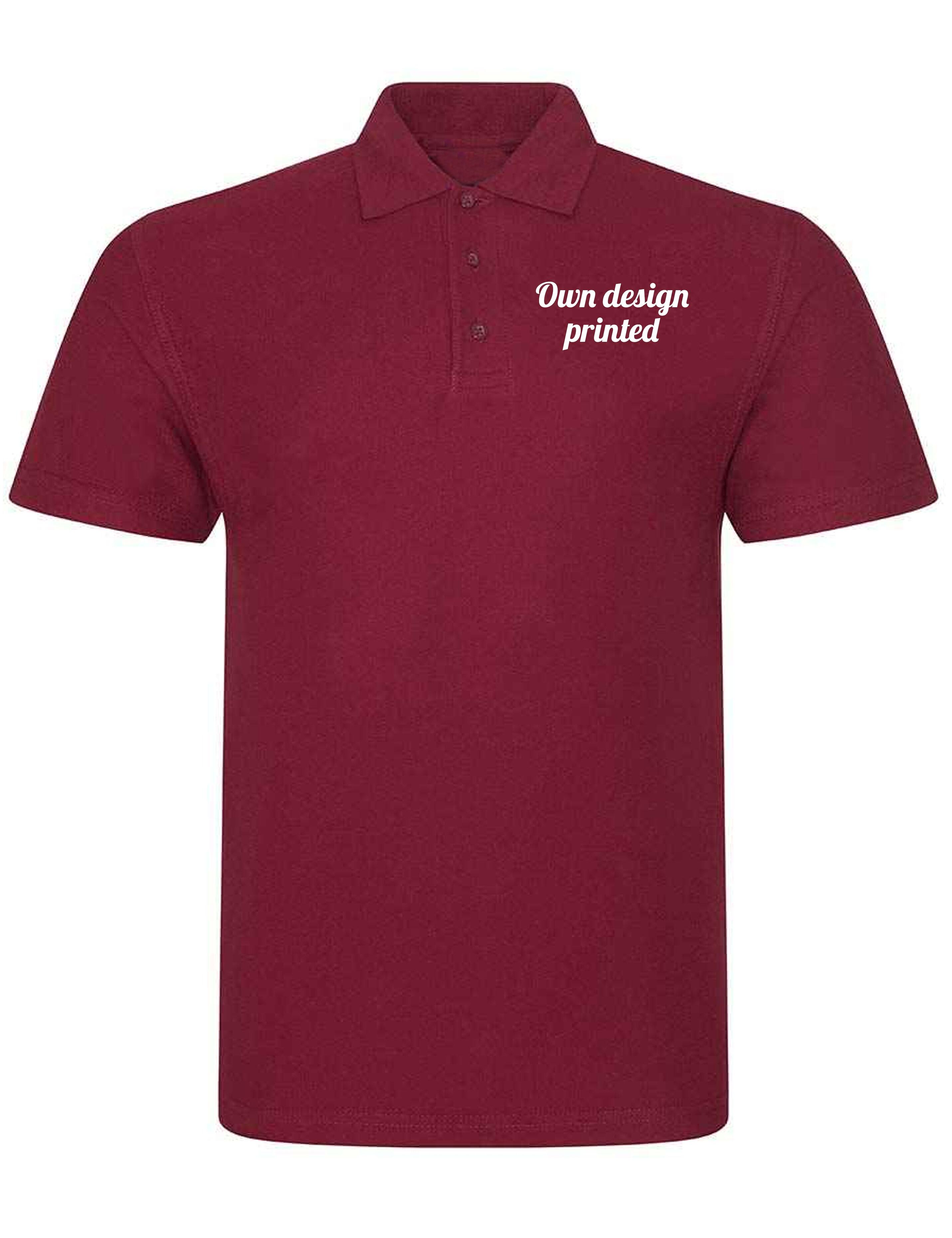 Personalised Plus Size Polo Shirt with print Burgundy