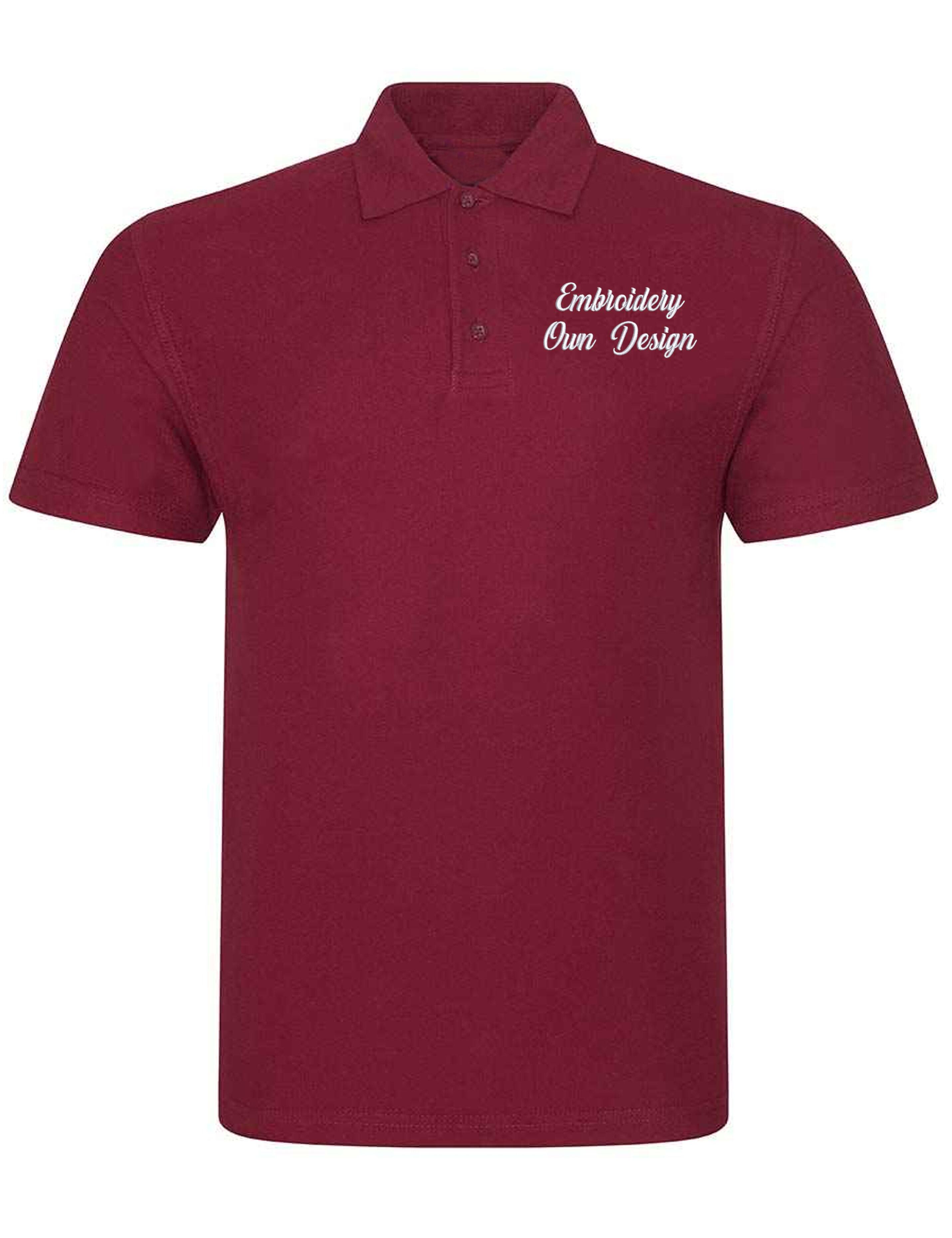 Personalised Plus Size Polo Shirt with embroidery burgundy