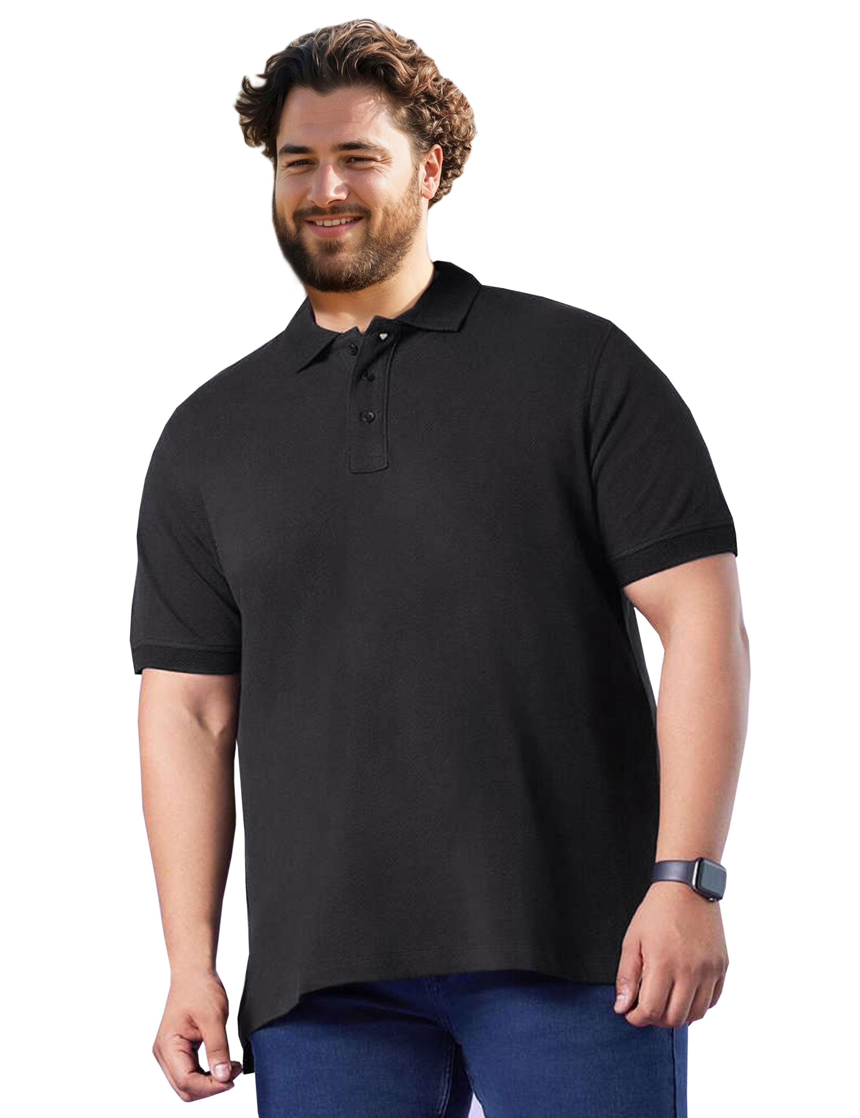 Plus size Polo Shirt Black with embroidered logo