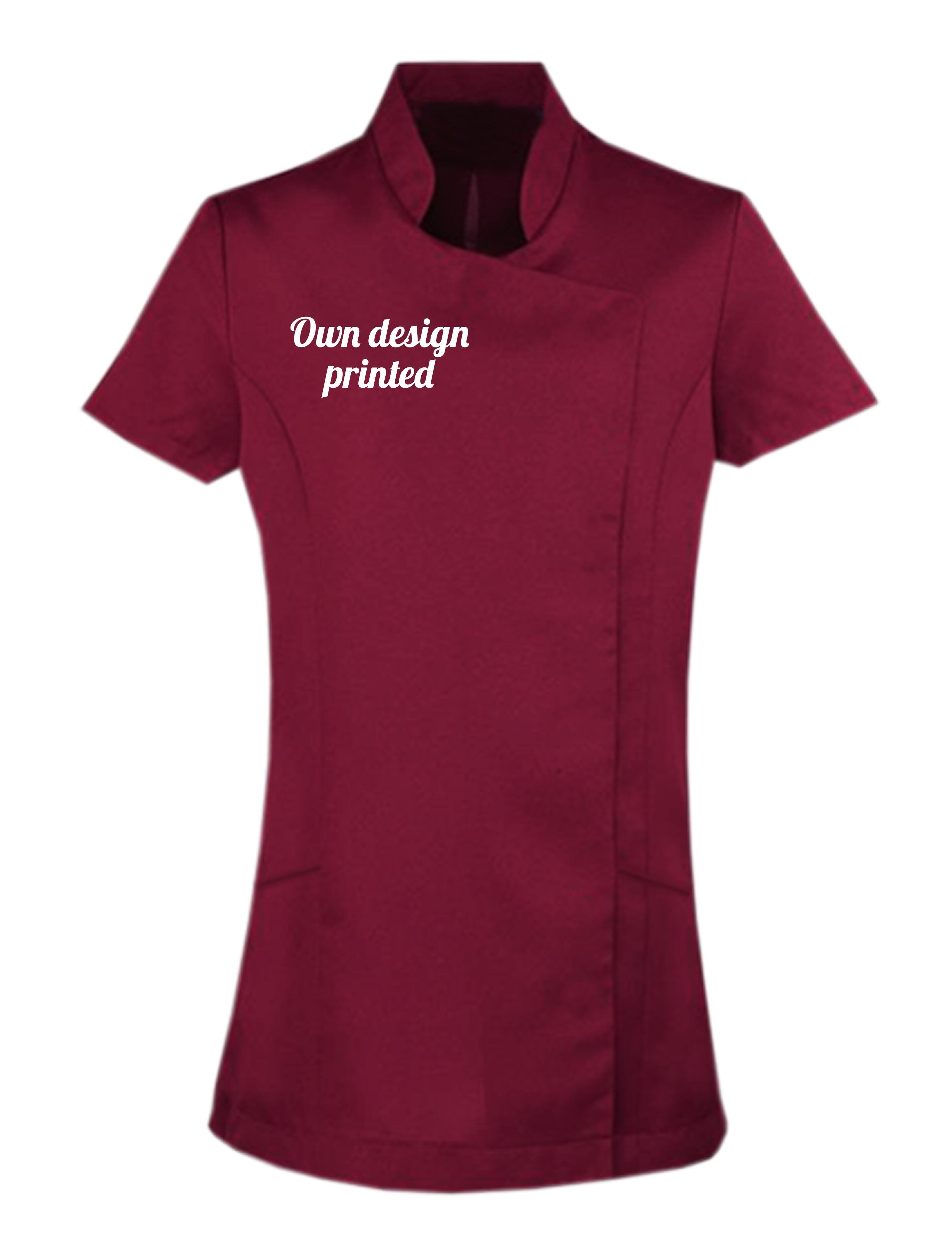 Personalised Women's Short Sleeve Beauty tunic with print Burgundy