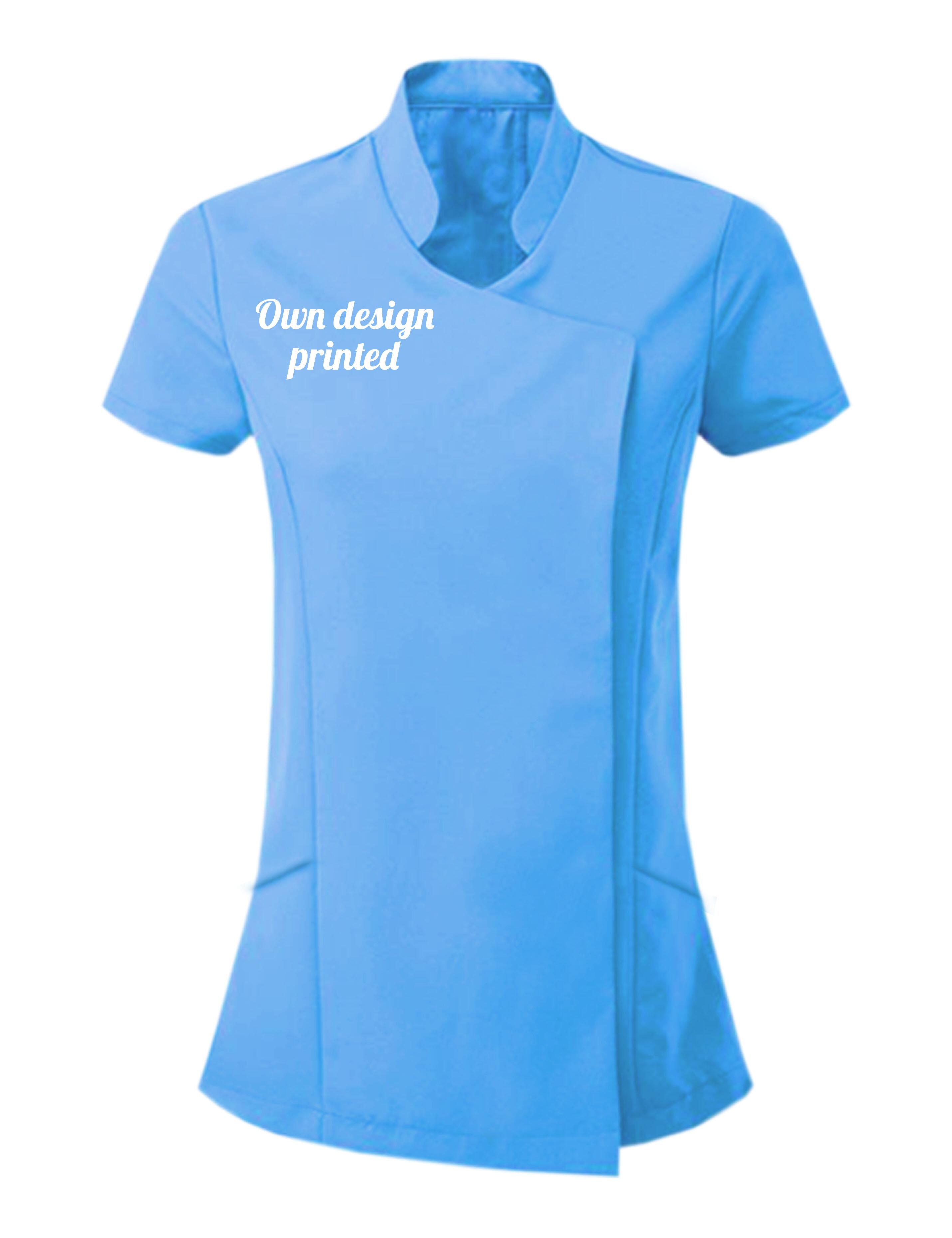 Personalised Women's Short Sleeve Beauty Tunic with print light blue