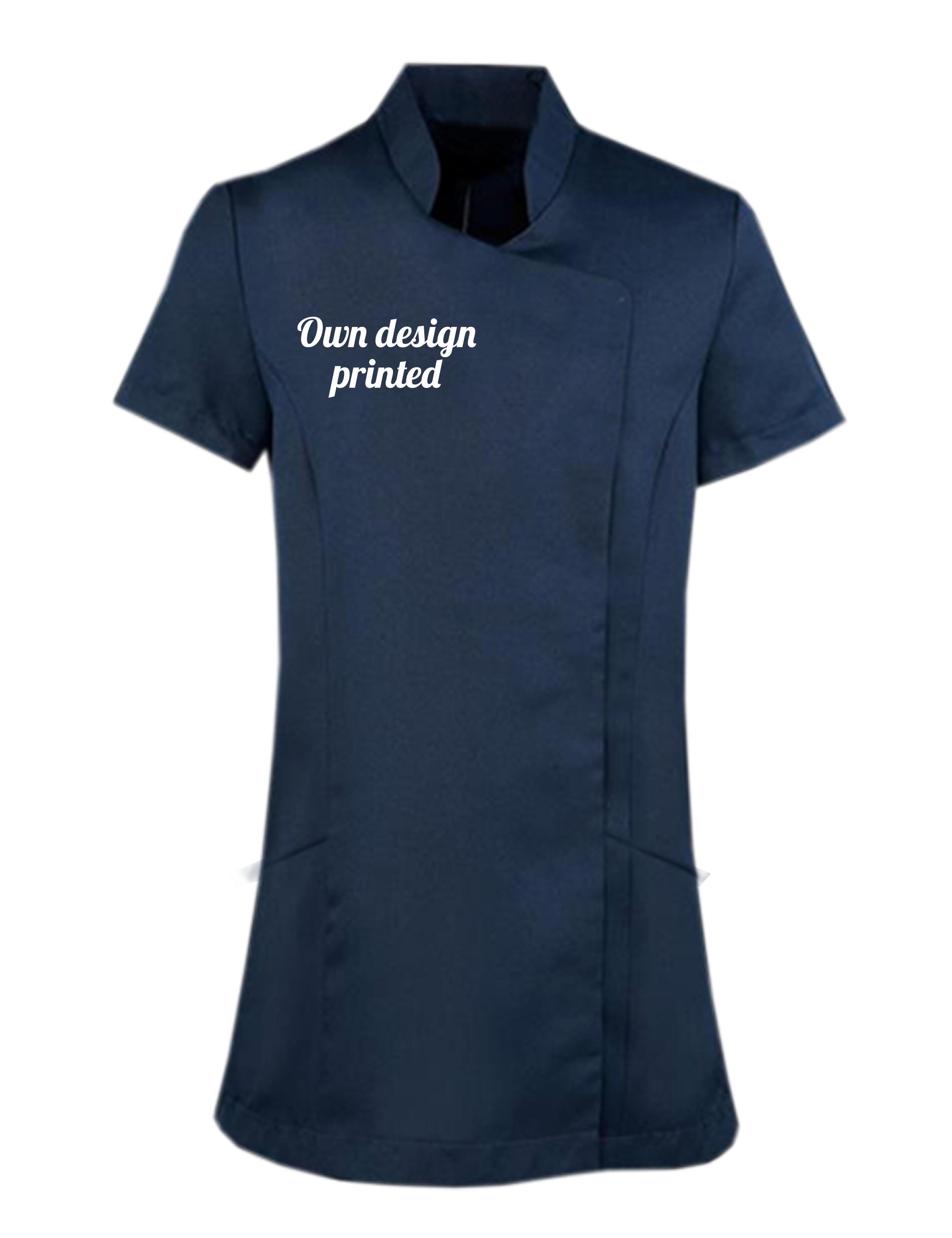Personalised Women's Short Sleeve Beauty Tunic with print Navy