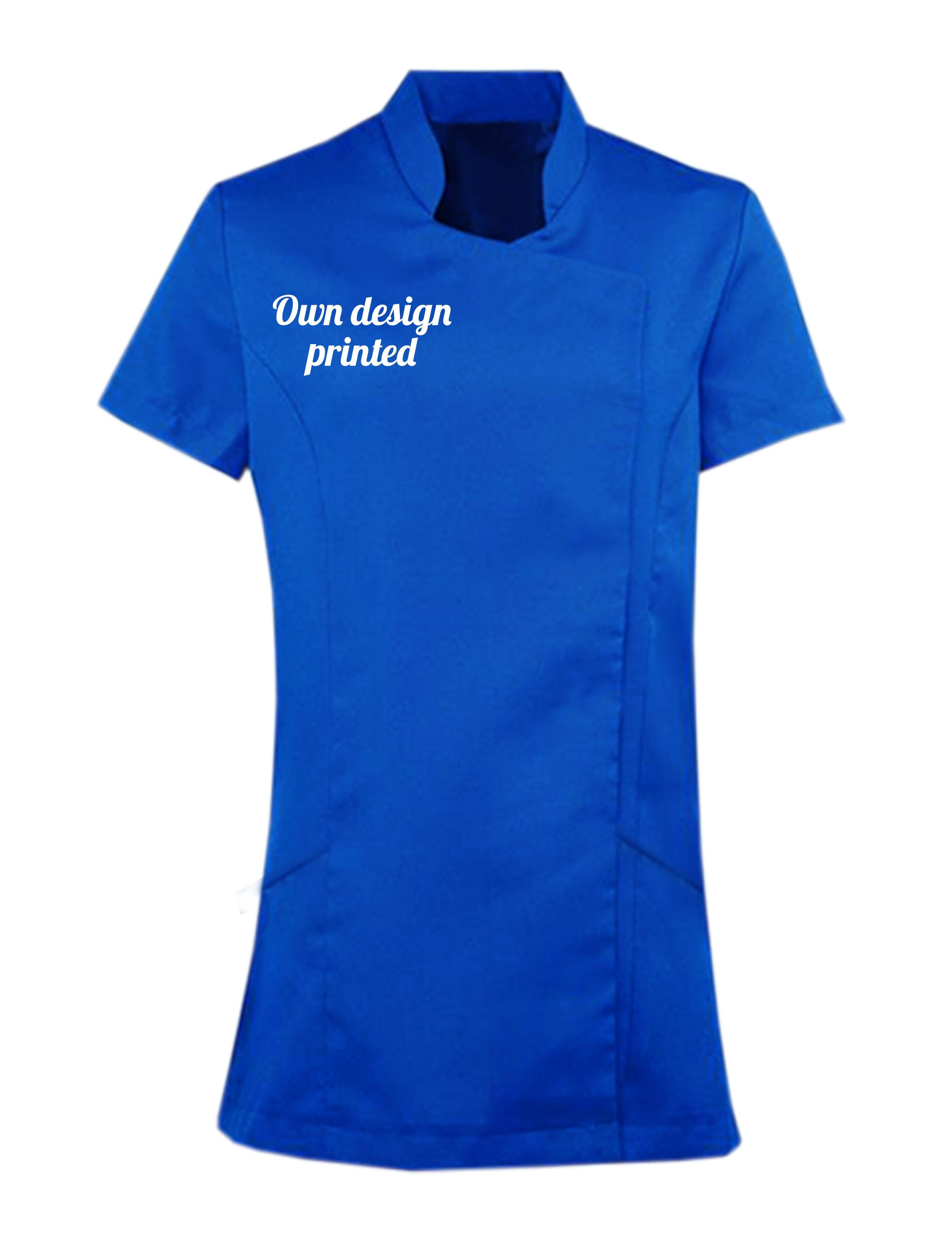 Personalised Women's Short Sleeve Beauty Tunic with print royal blue