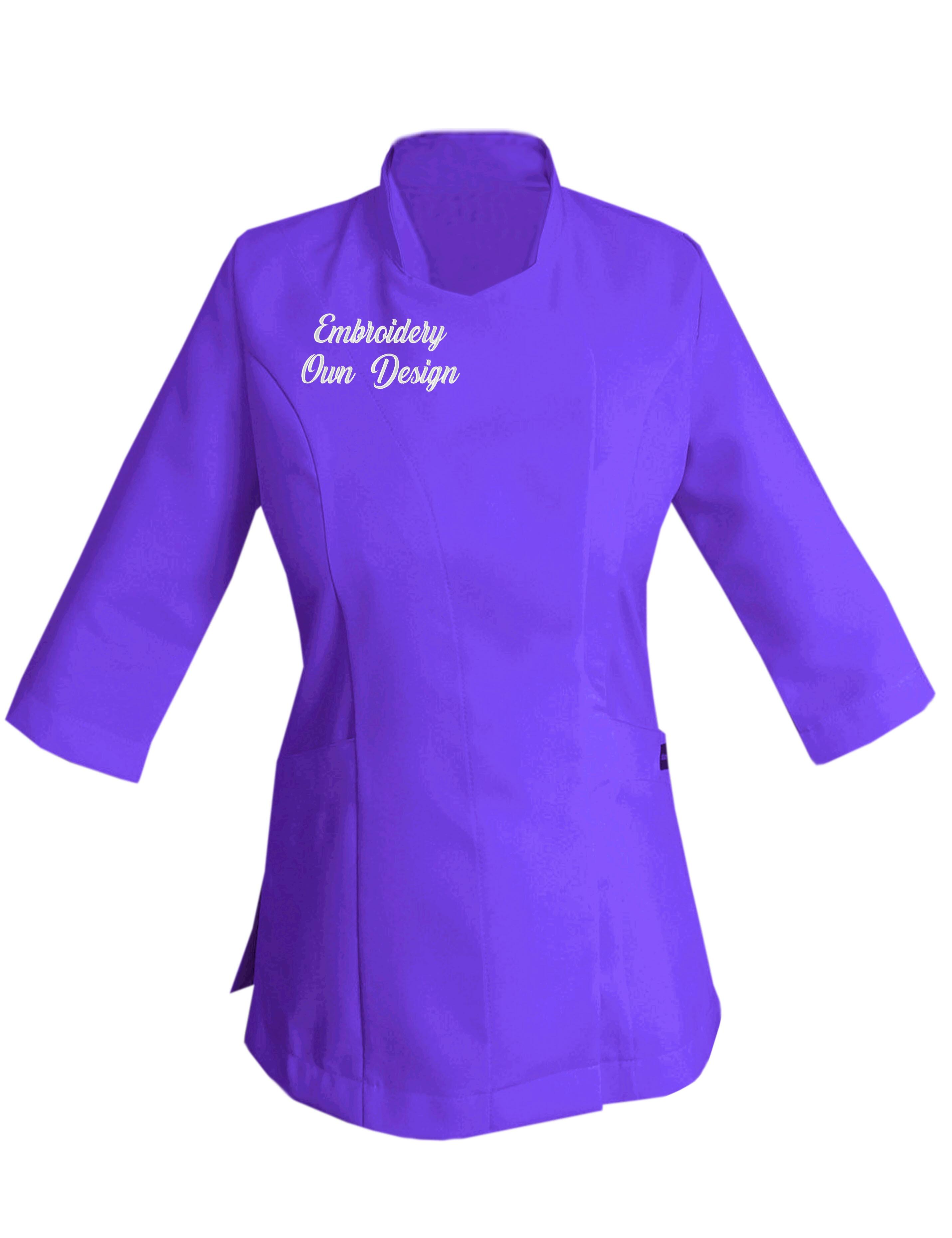 Personalised Women's Quarter Sleeve Beauty Tunic with embroidery Lilac
