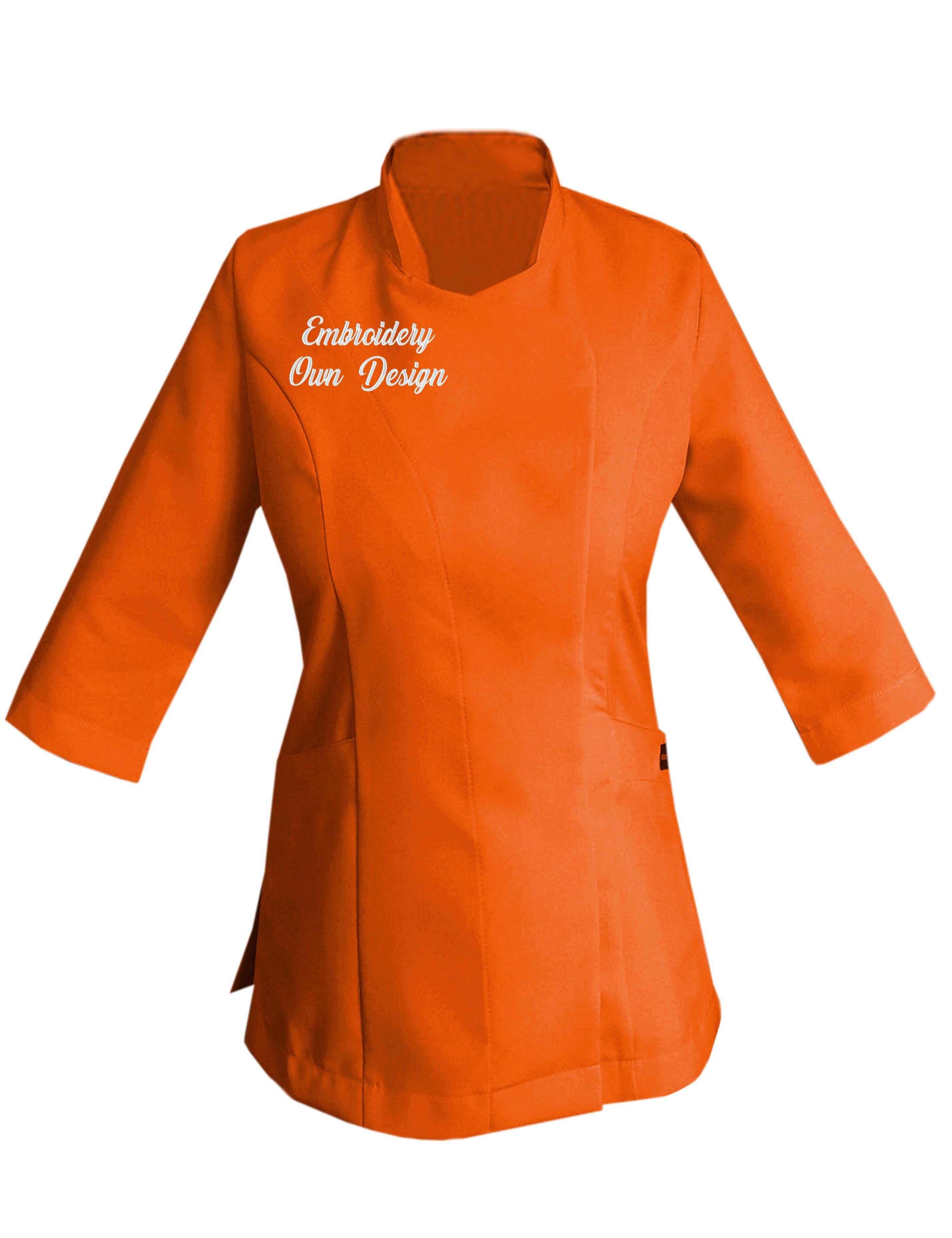Personalised Women's Quarter Sleeve Beauty Tunic with embroidery Orange