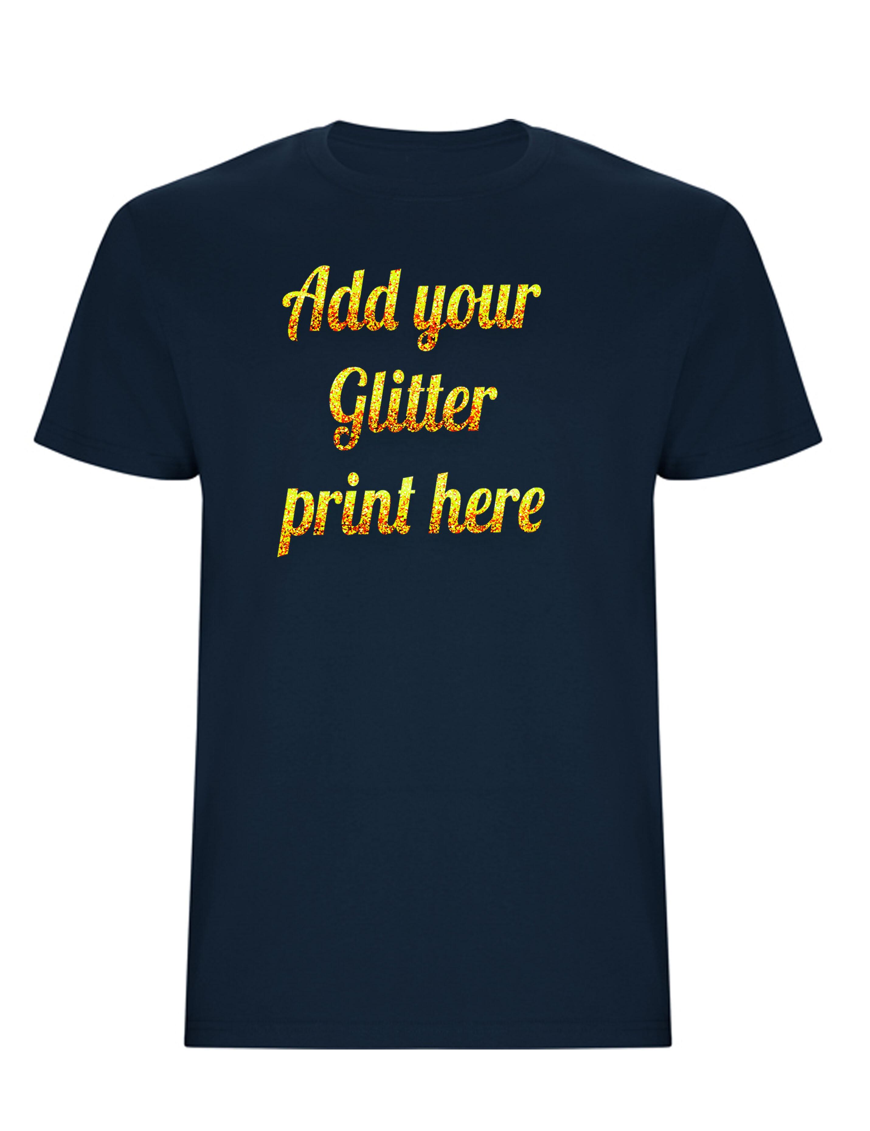 Custom Glitter Printed Heavyweight Kids T-Shirt Navy