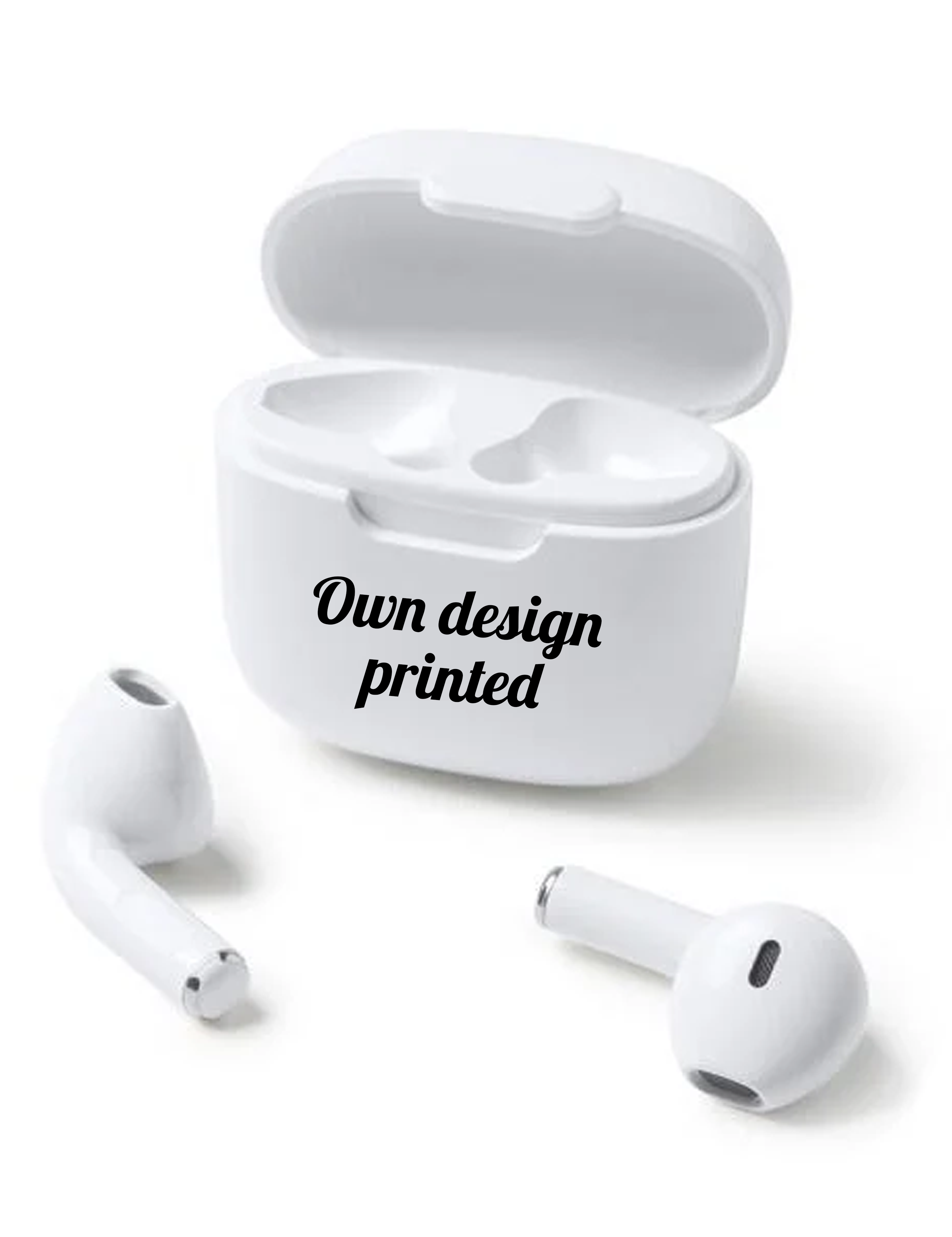 Printed Wireless Earbugs with Charging Case White for Iphone and