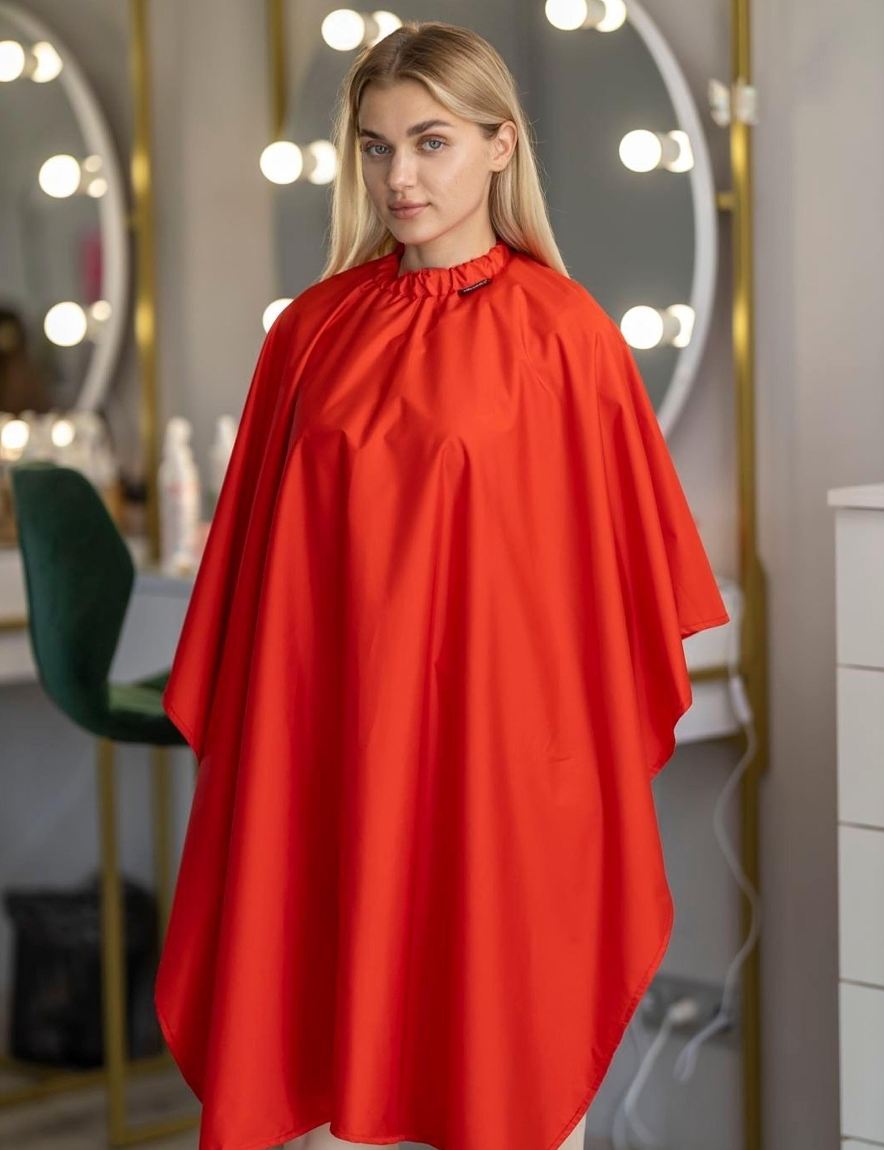Nibano hairdressing gown red with clips