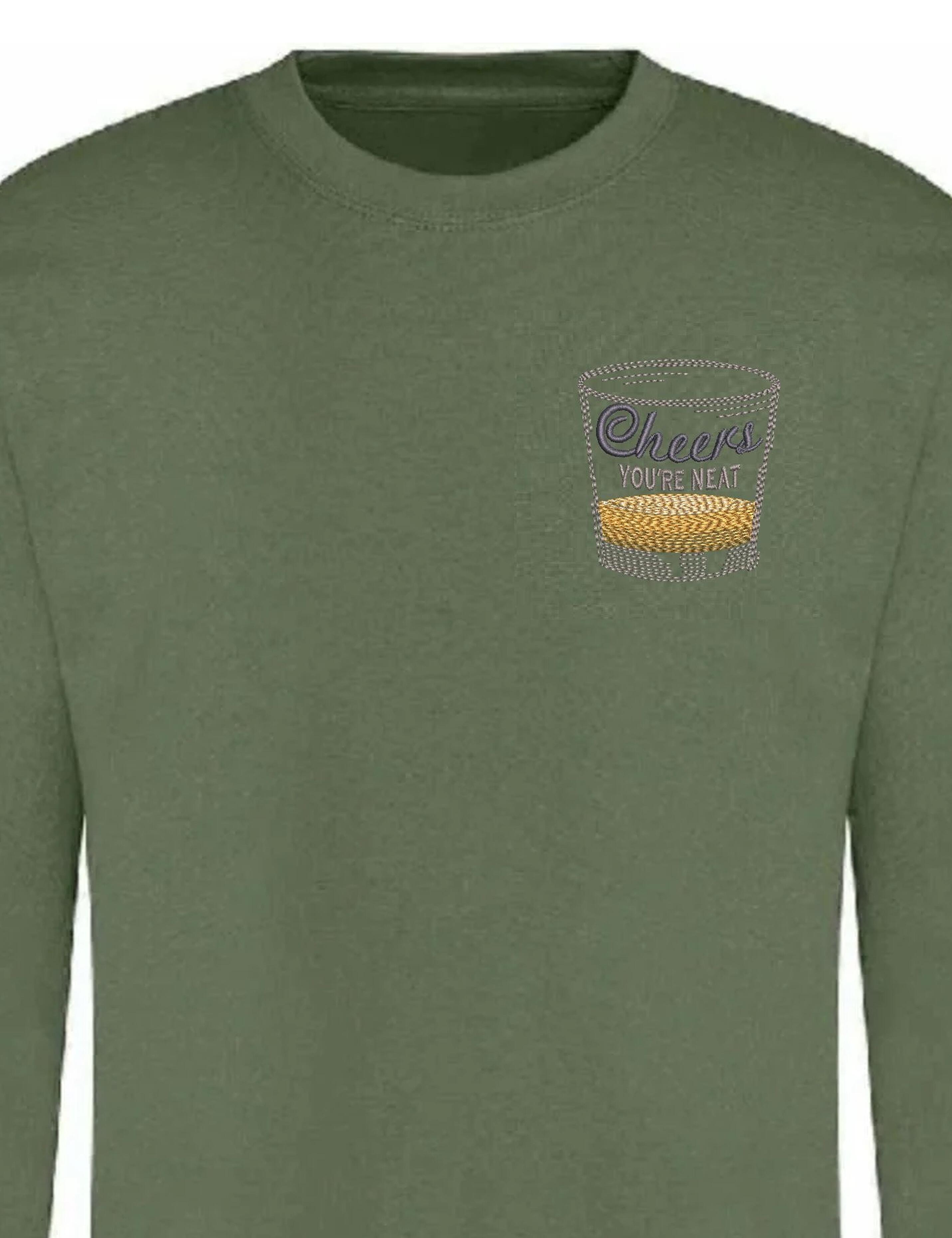 Personalised Embroidered Cheers Jumper Earthy Green
