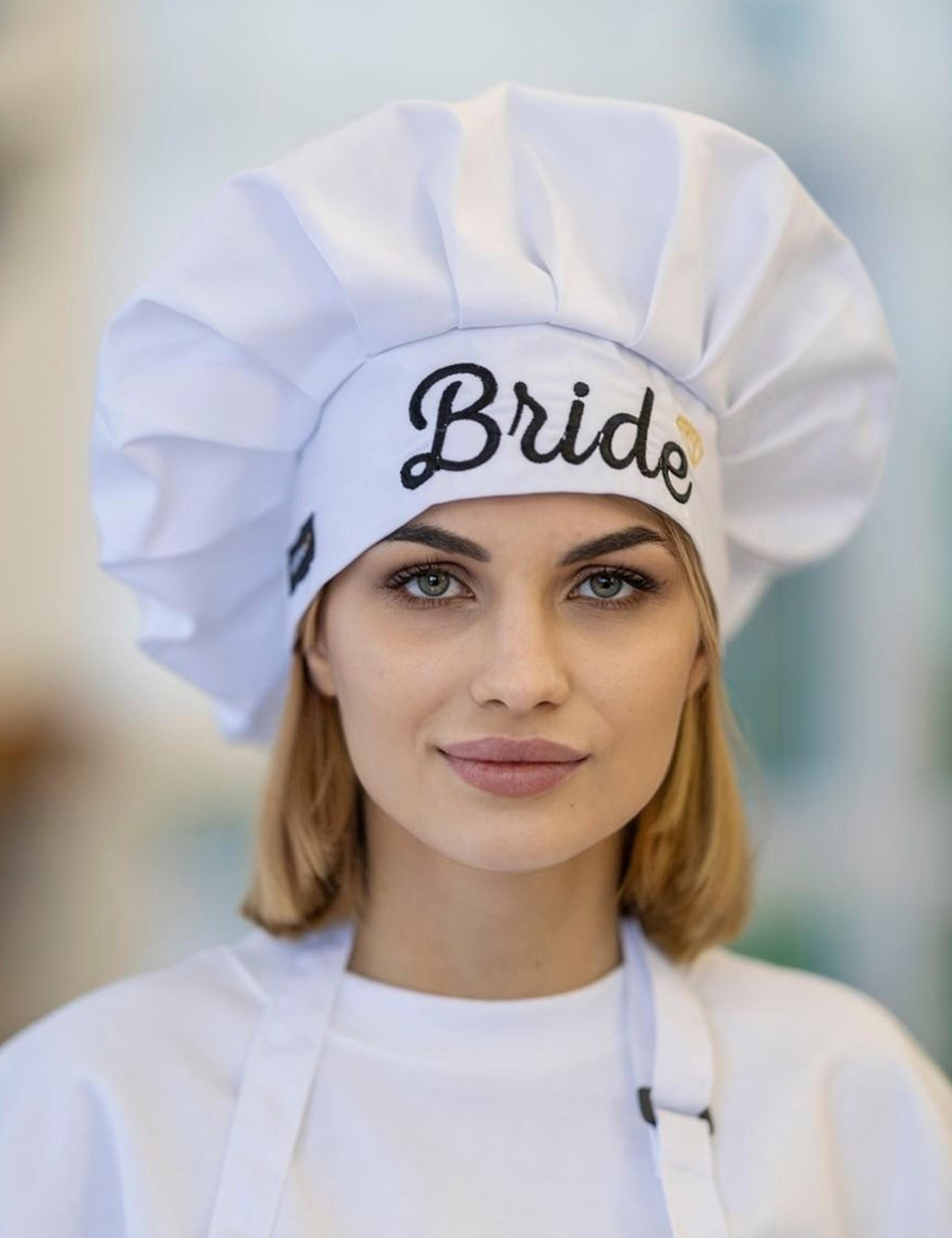 Personalised chef hat for bride