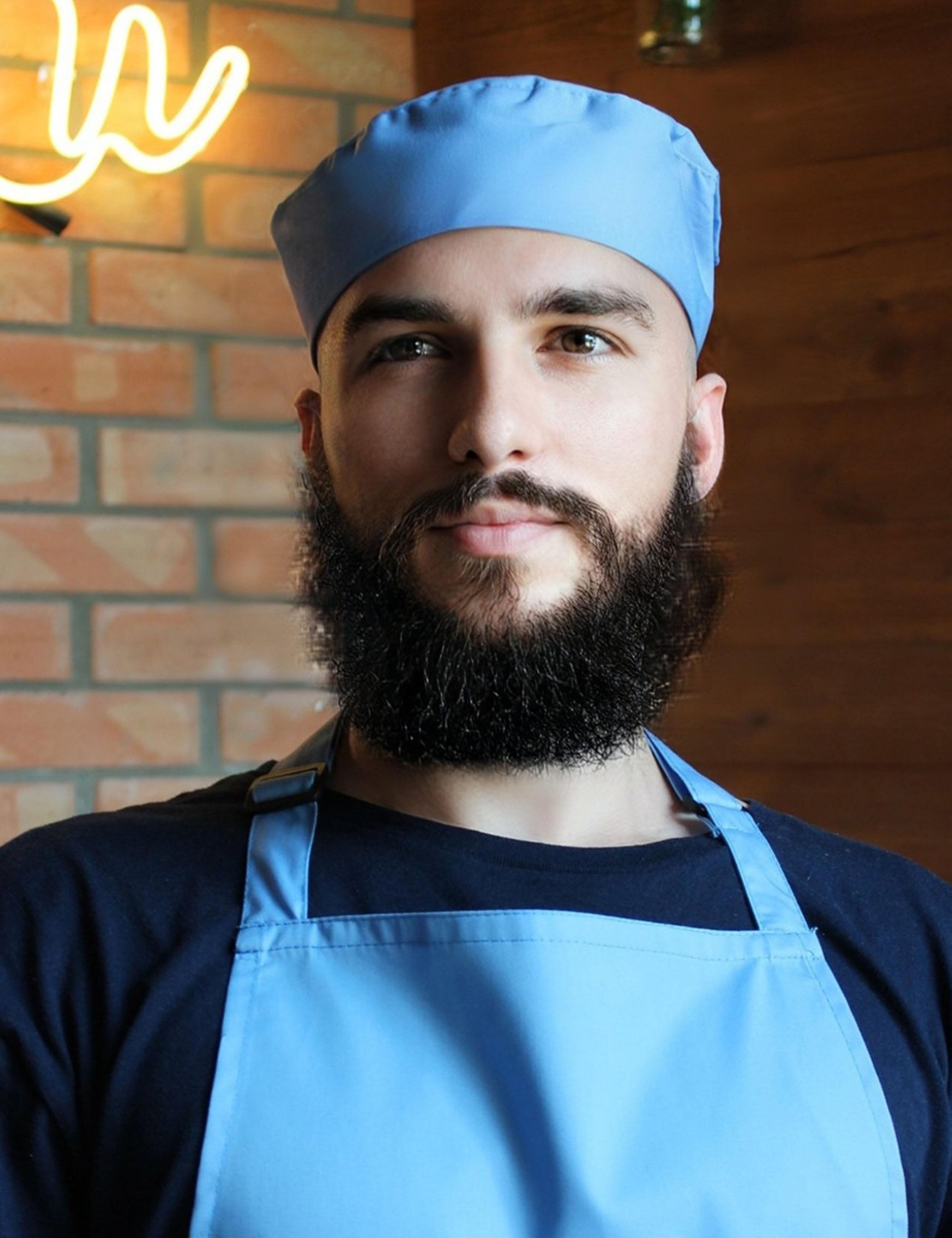 ight blue unisex chef skull cap for commercial kitchens