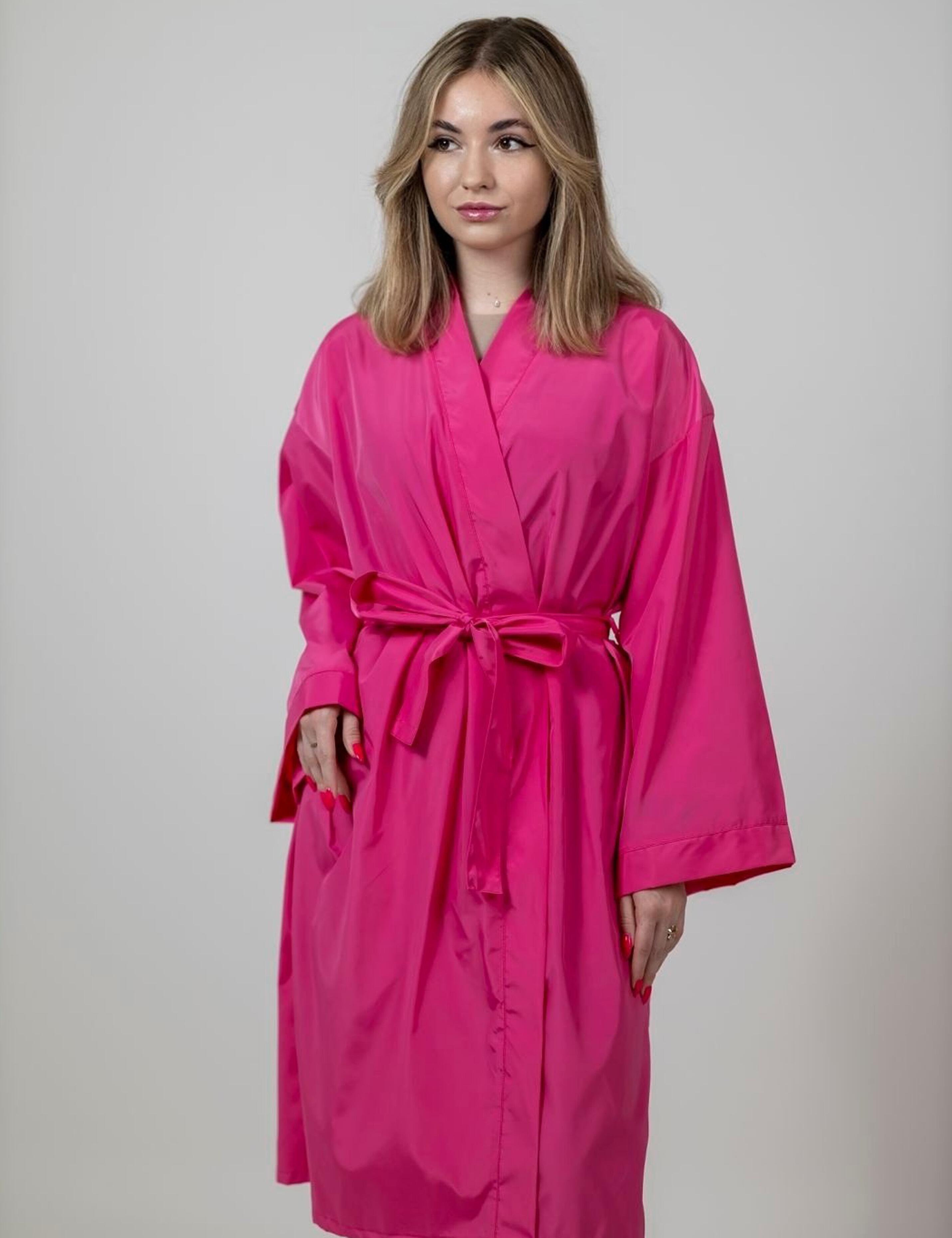 waterproof kimono robe for hairdressers hot pink