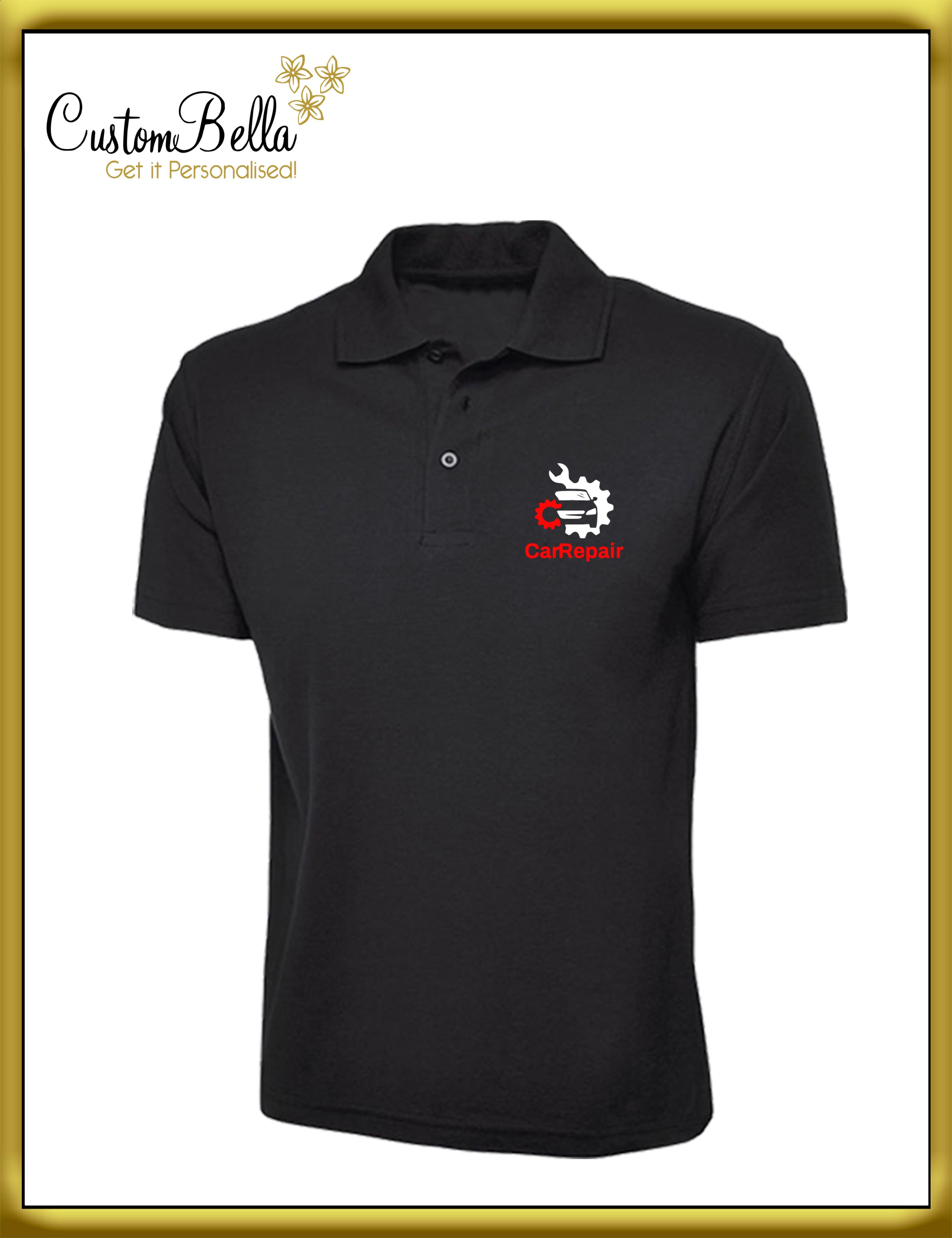 Personalised Plus Size Printed Polo Shirt black