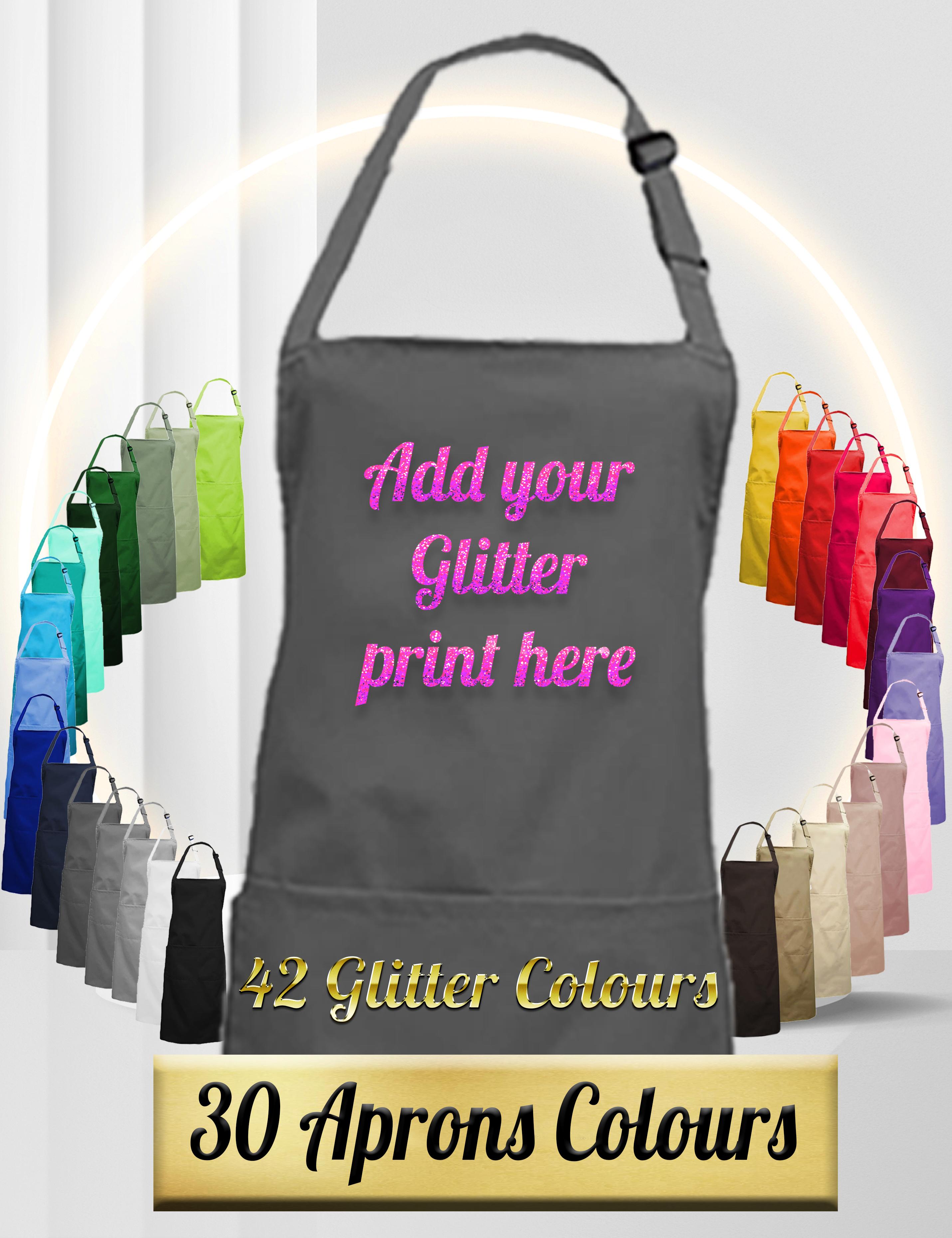 Glitter Printed Mid length bib apron