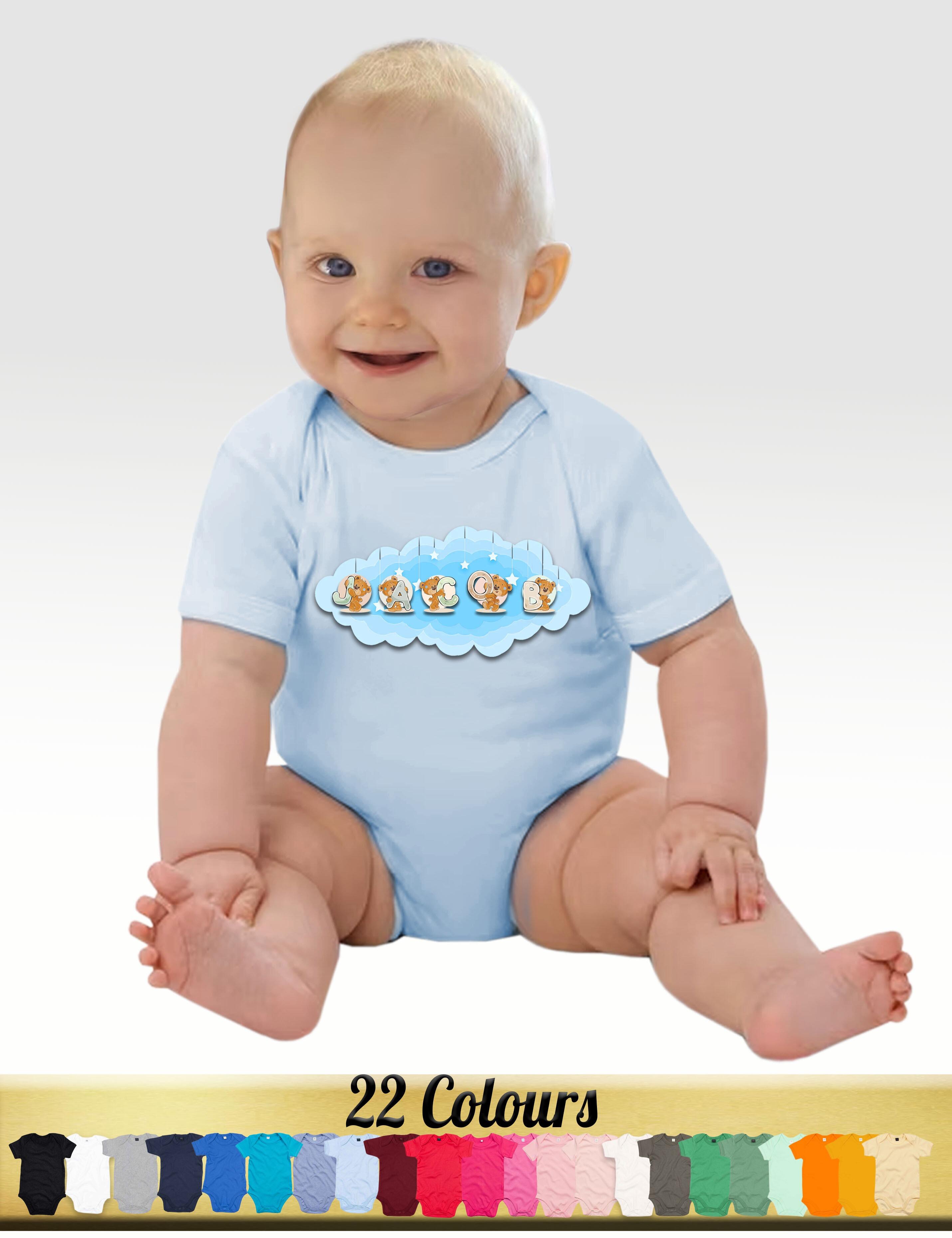 Personalised Boy Short Sleeve Baby Bodysuit