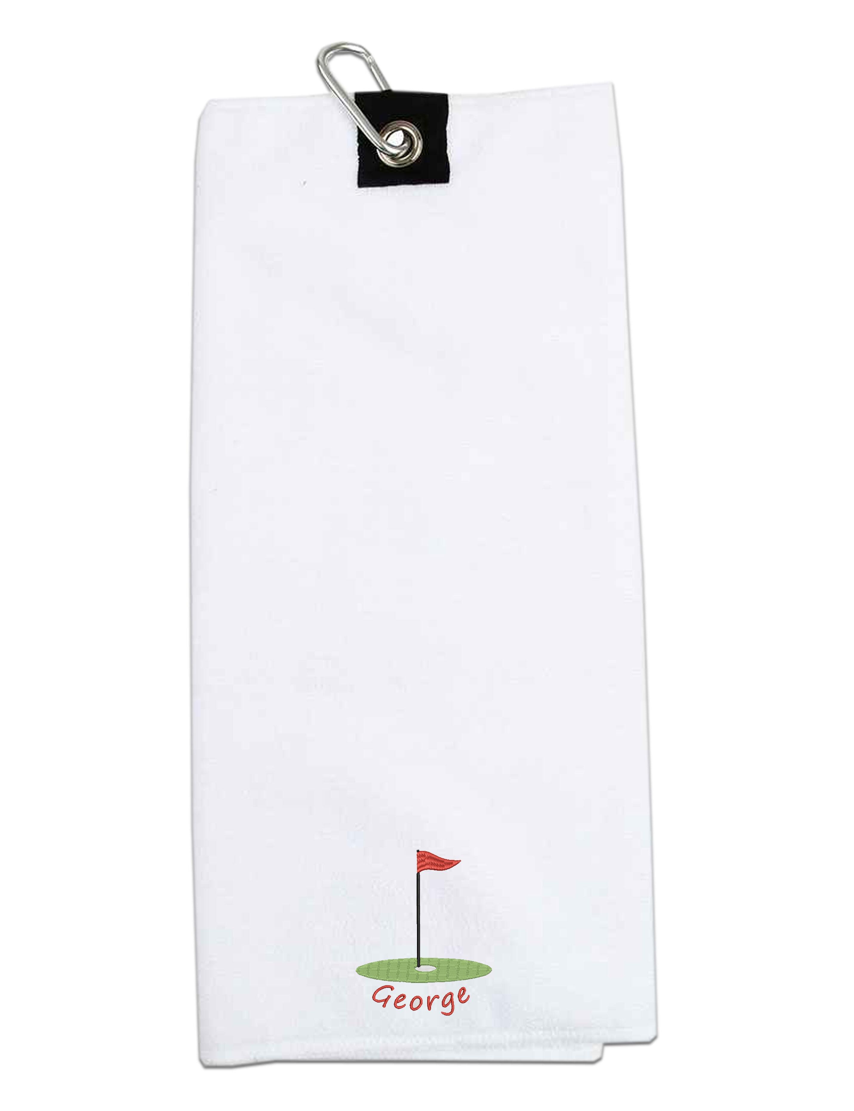 Golf Flag Design Microfibre Golf Towel White