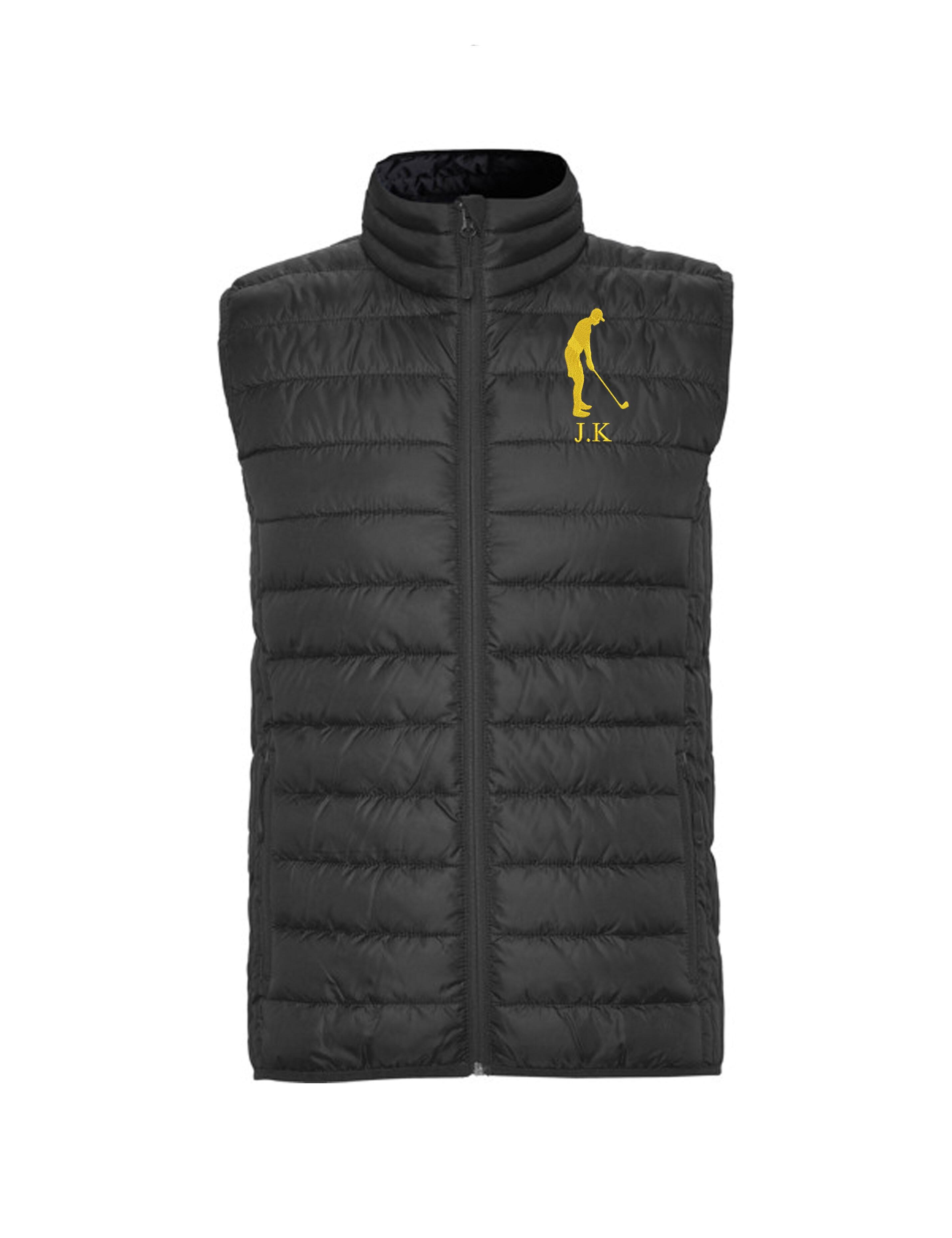 Men's Golf Design Embroidered Feather Golf Gilet Dark Grey