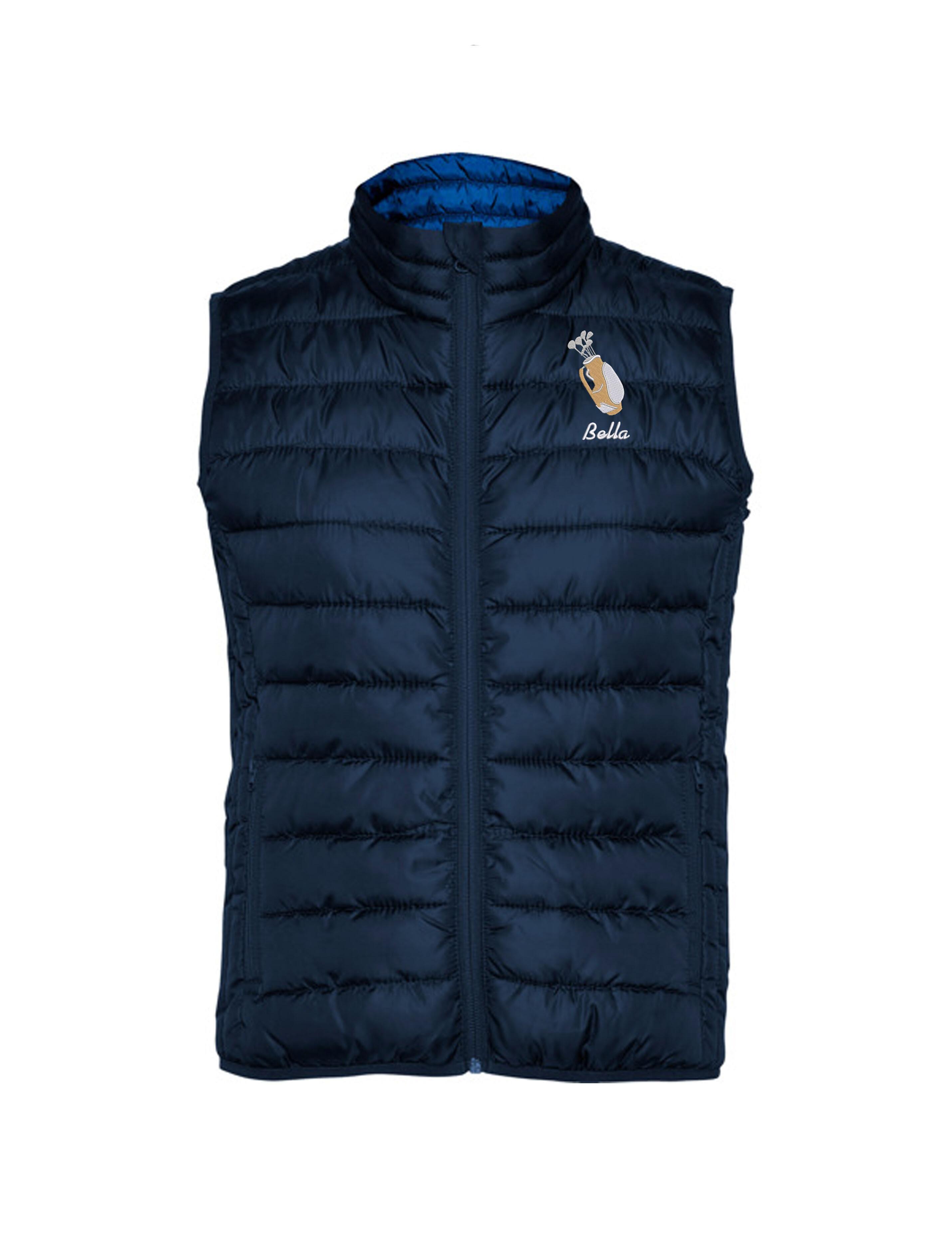 Golf Bag Design Women's Embroidered Feather Golf Gilet Navy