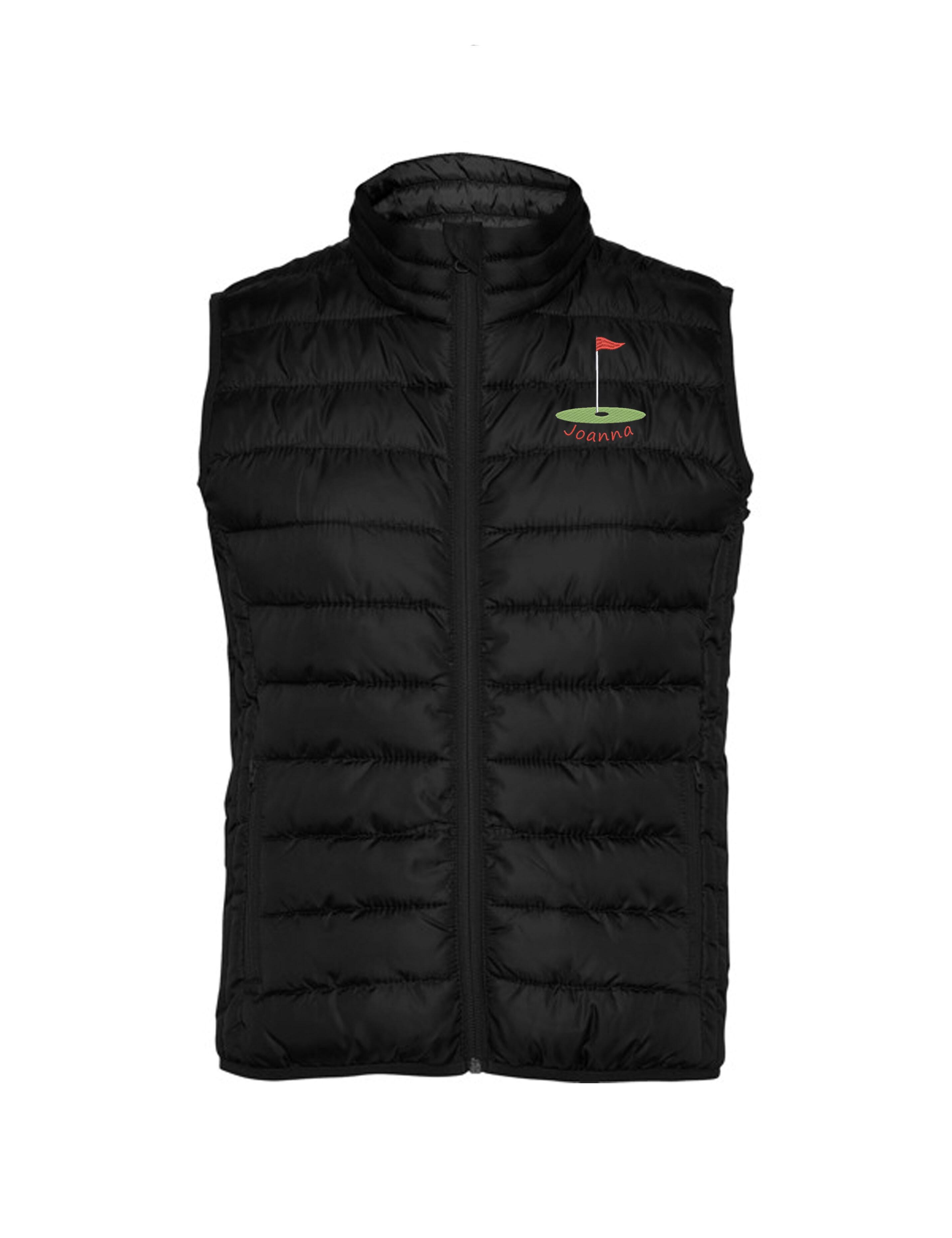 Golf Flag Design Women's Embroidered Feather Golf Gilet Black